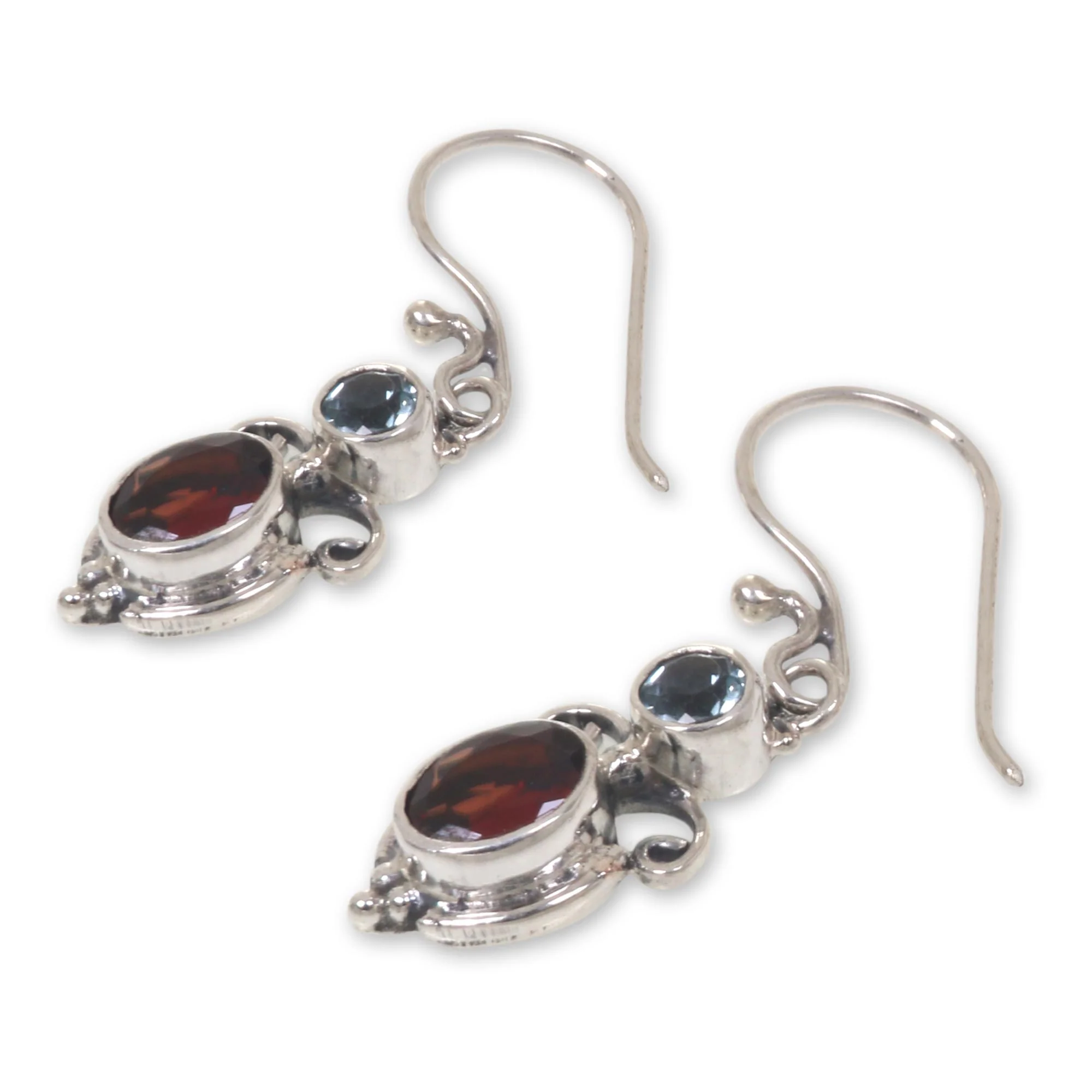 Fire and Ice Multi-Gem Garnet Dangle Earrings - Image 3
