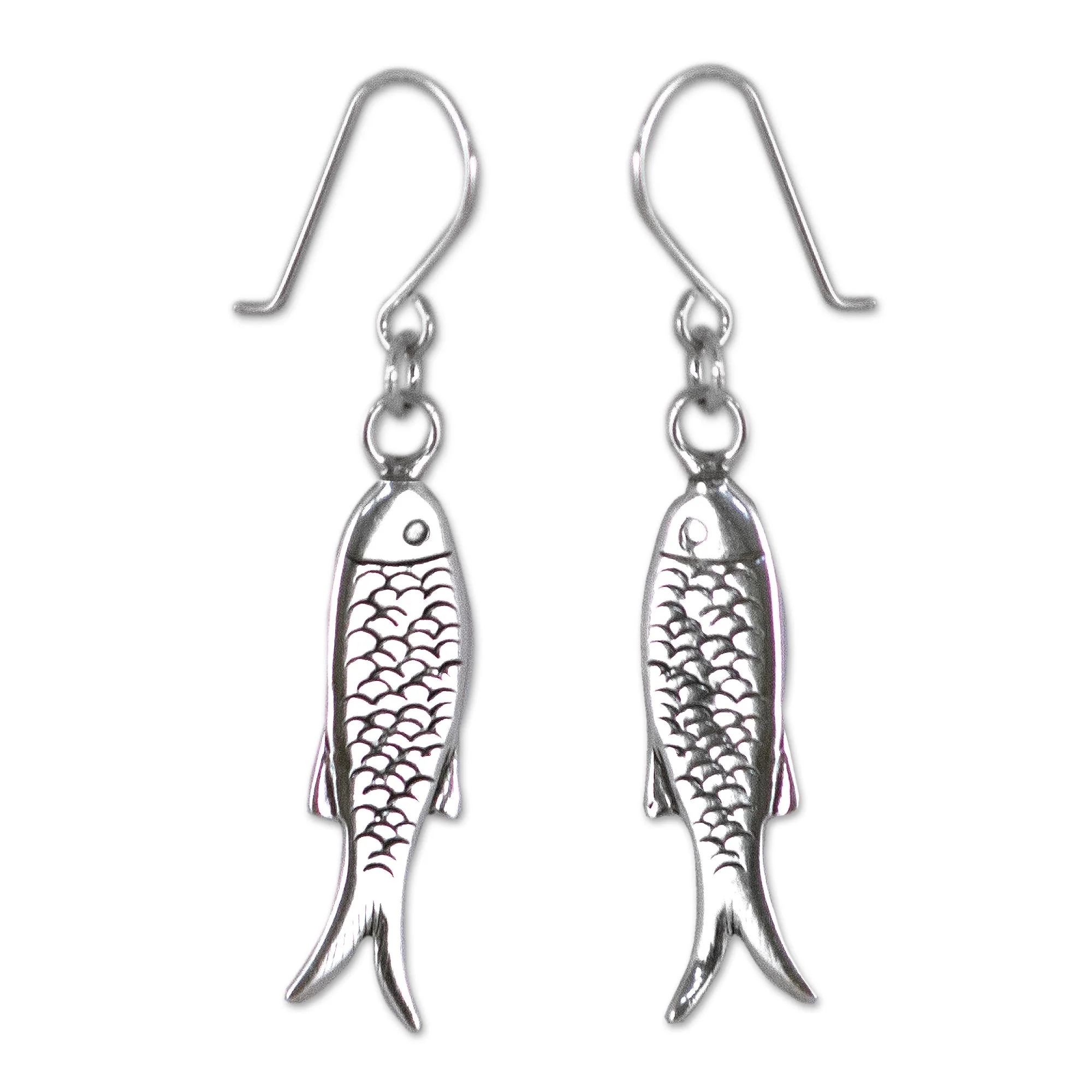 Fish Wisdom Fair Trade Mexican Sterling Silver Sea Life Earrings - Image 2