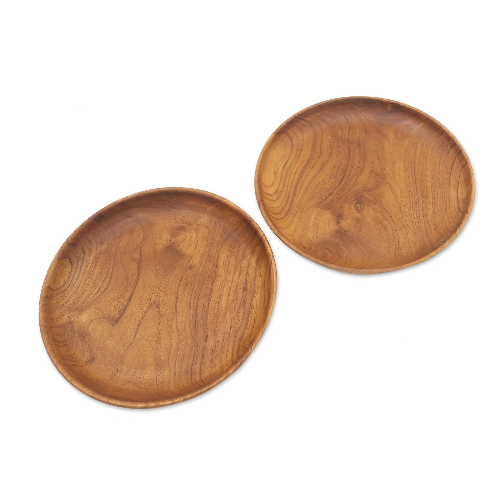 Fit for a Feast Hand Made Teak Wood Dinner Plates from Bali (Pair, 9 Inch) - Image 2