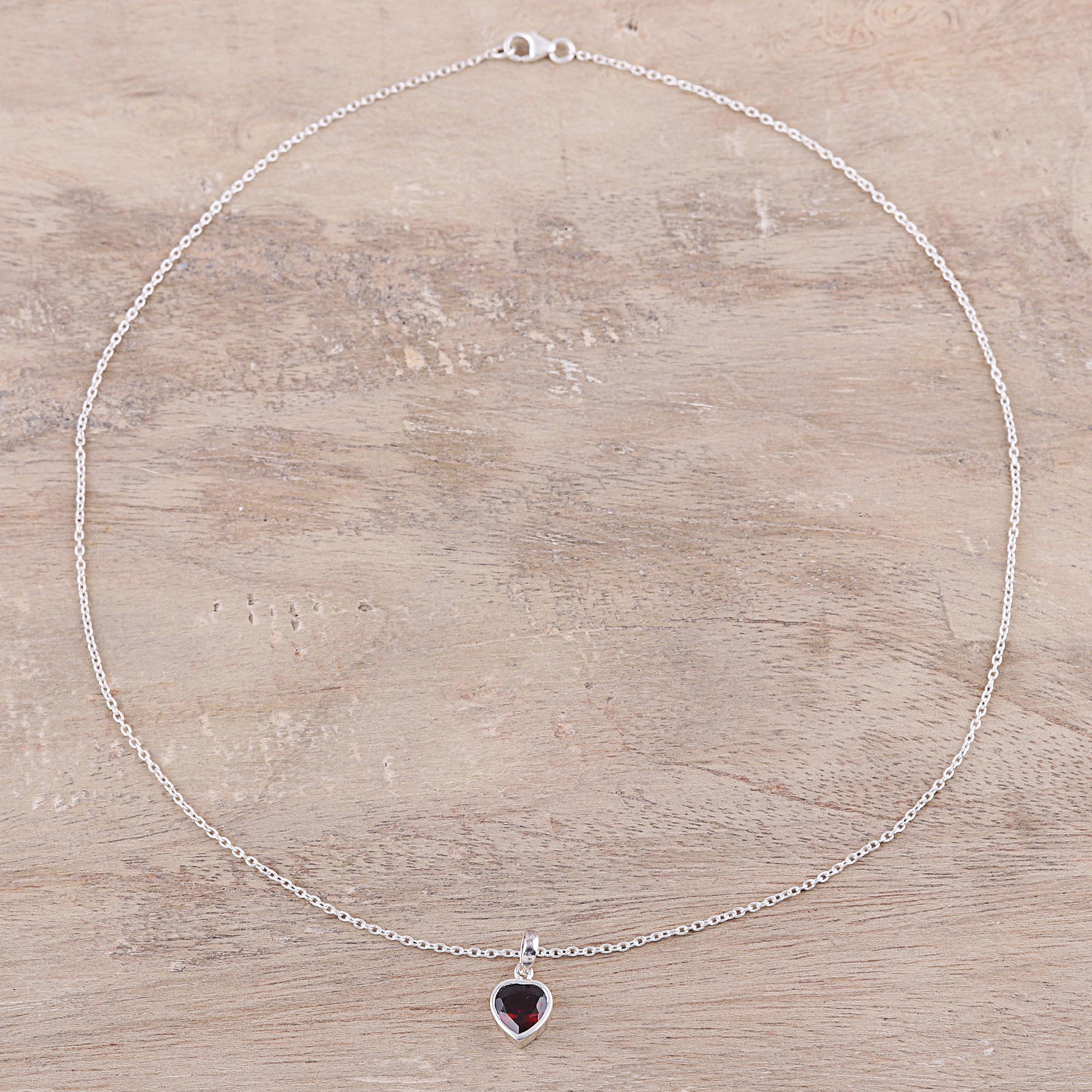 Flaming Heart Sterling Silver Red Garnet Flaming Heart Pendant Necklace - Image 3