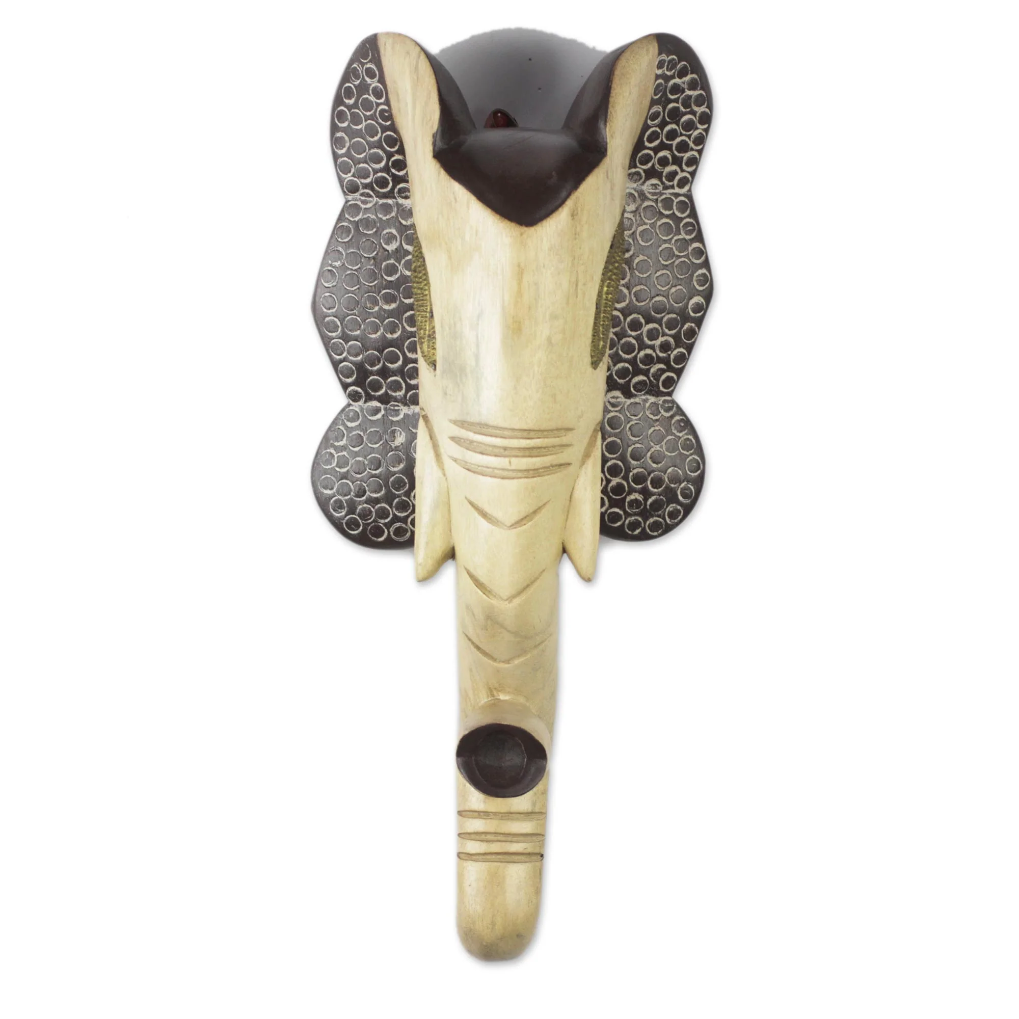 Flaring Elephant African Cedar Wood Elephant Mask from Ghana - Image 2