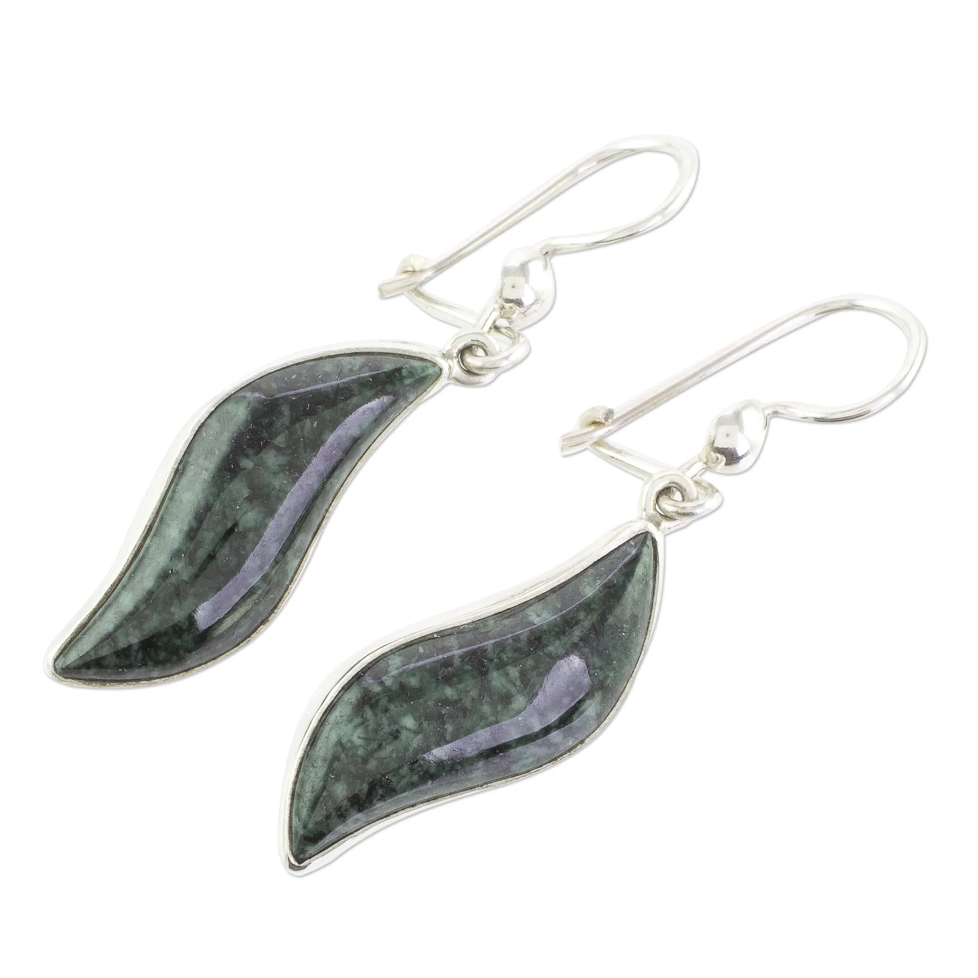 Floating in the Breeze Dark green jade dangle earrings - Image 4