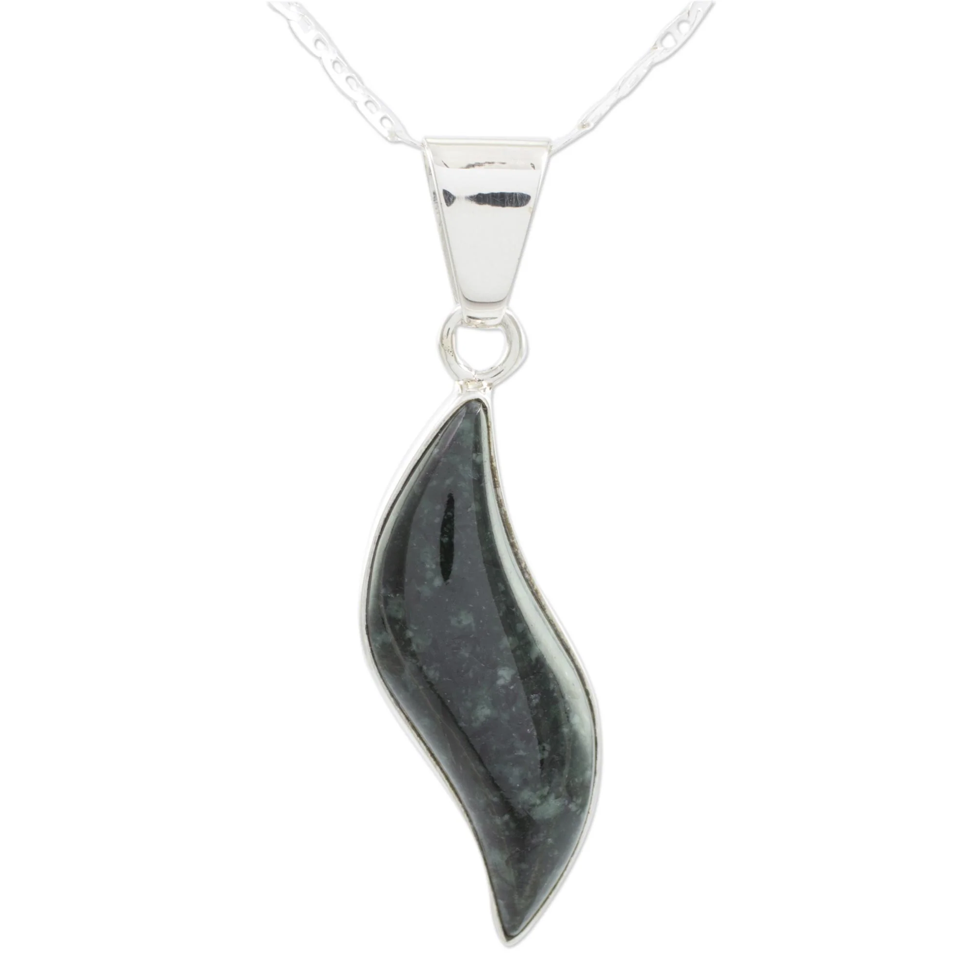 Floating in the Breeze Sterling Silver Pendant Jade Necklace - Image 3