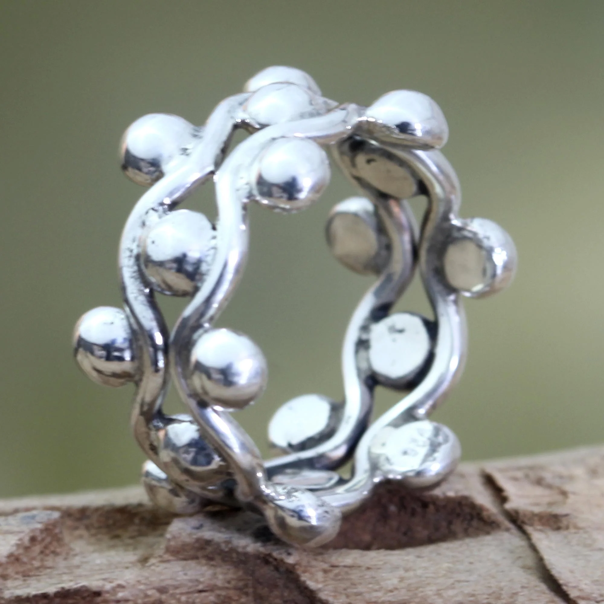 Floral Buds Sterling Silver Band Ring - Image 3