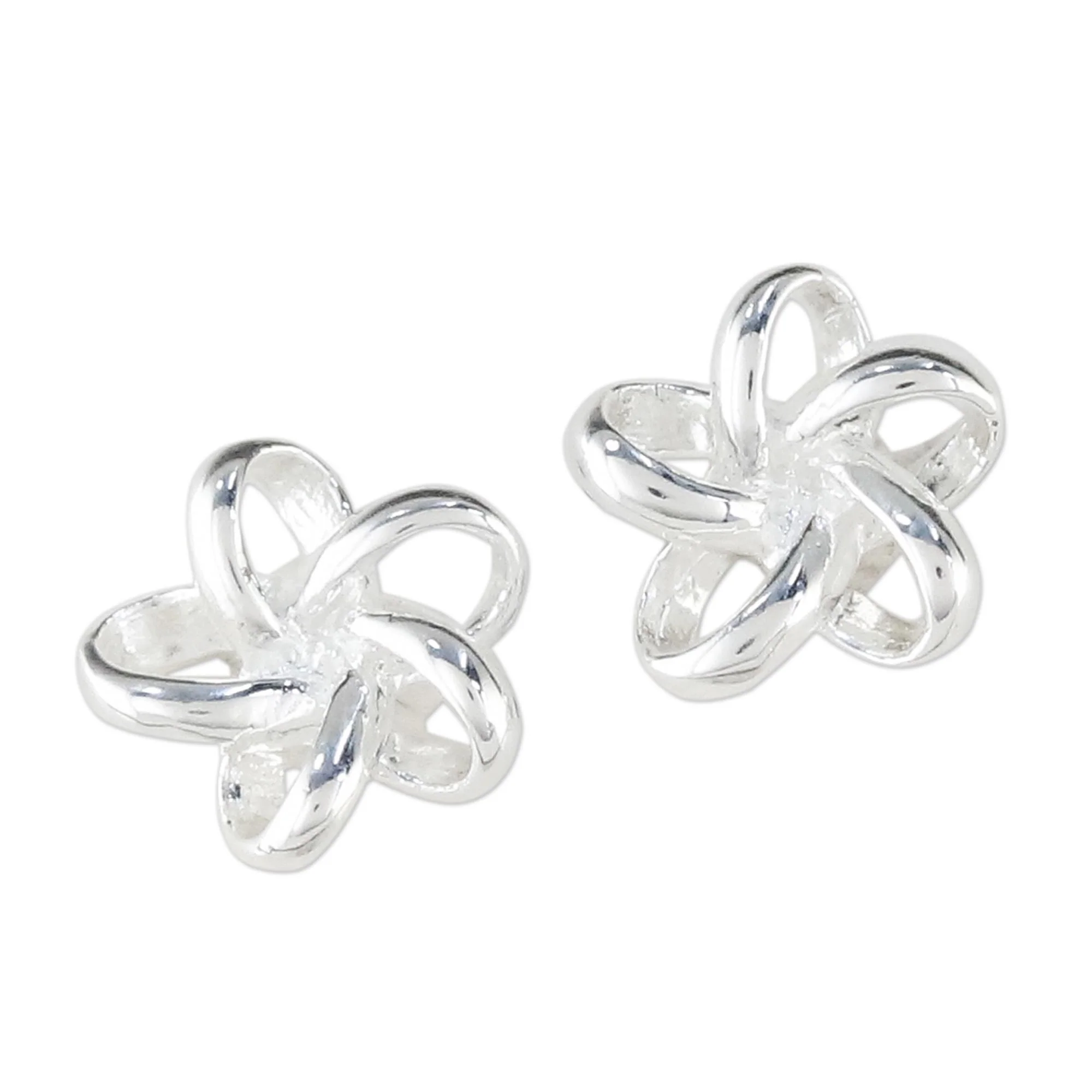 Floral Delicacy Handcrafted Thai Sterling Silver Floral Stud Earrings - Image 2