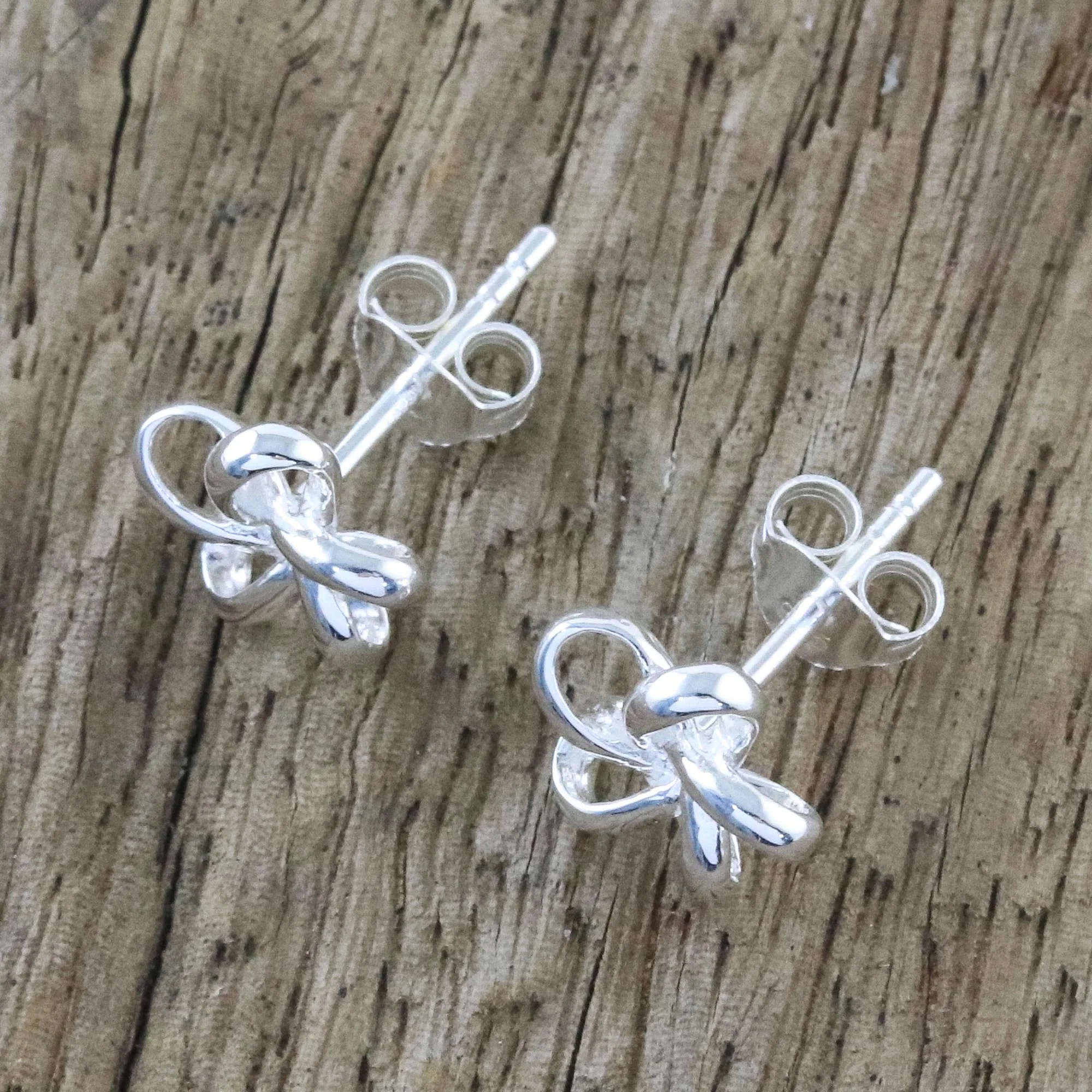 Floral Delicacy Handcrafted Thai Sterling Silver Floral Stud Earrings - Image 3