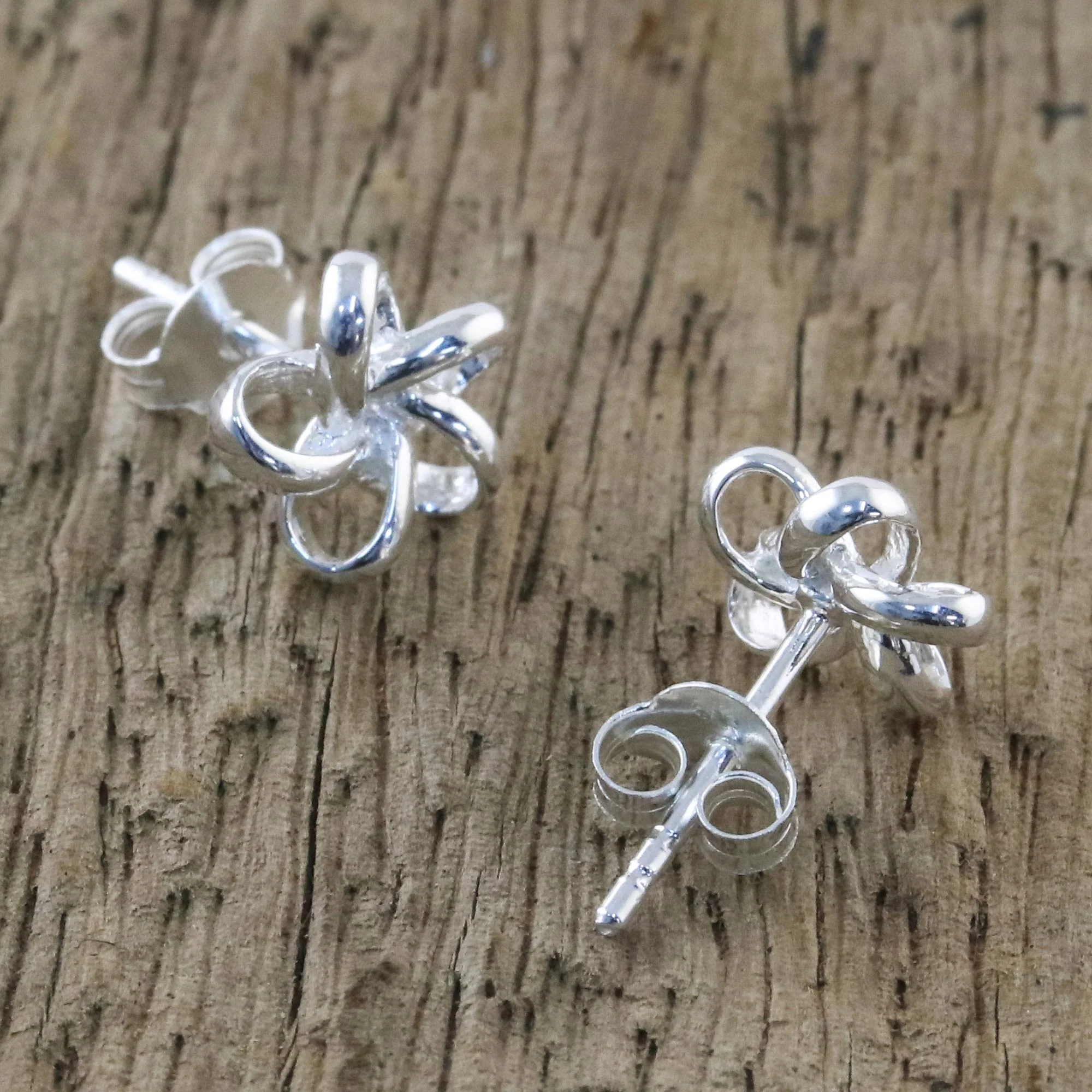 Floral Delicacy Handcrafted Thai Sterling Silver Floral Stud Earrings - Image 4
