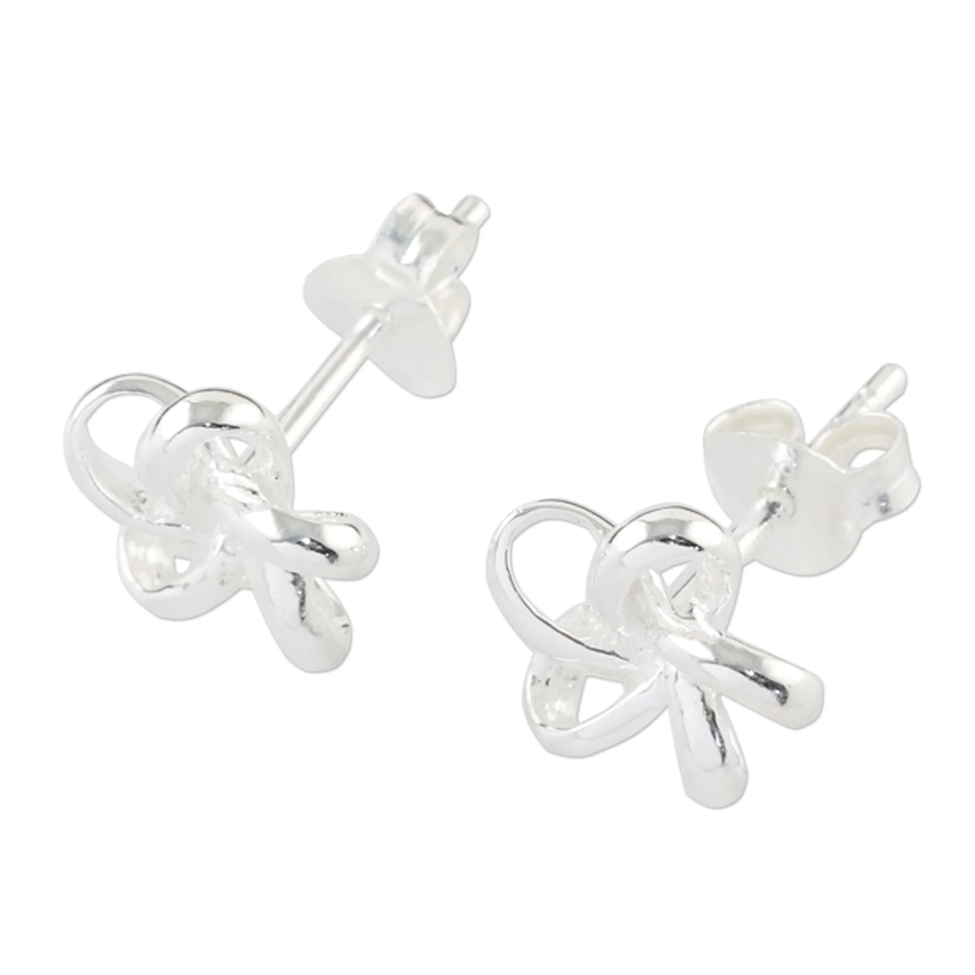 Floral Delicacy Handcrafted Thai Sterling Silver Floral Stud Earrings - Image 5