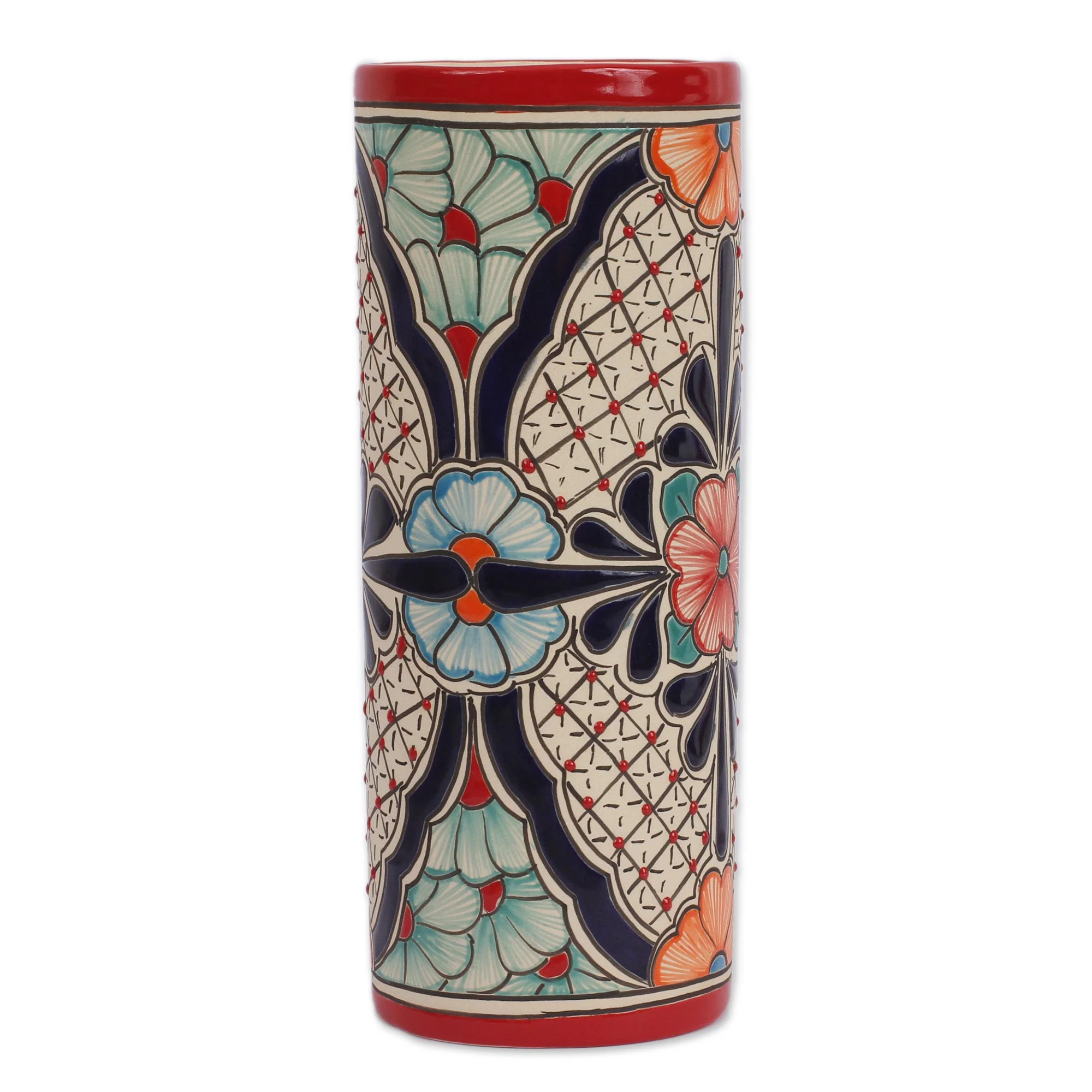 Floral Desire Handmade Floral Talavaera Ceramic Vase from Mexico - Image 3