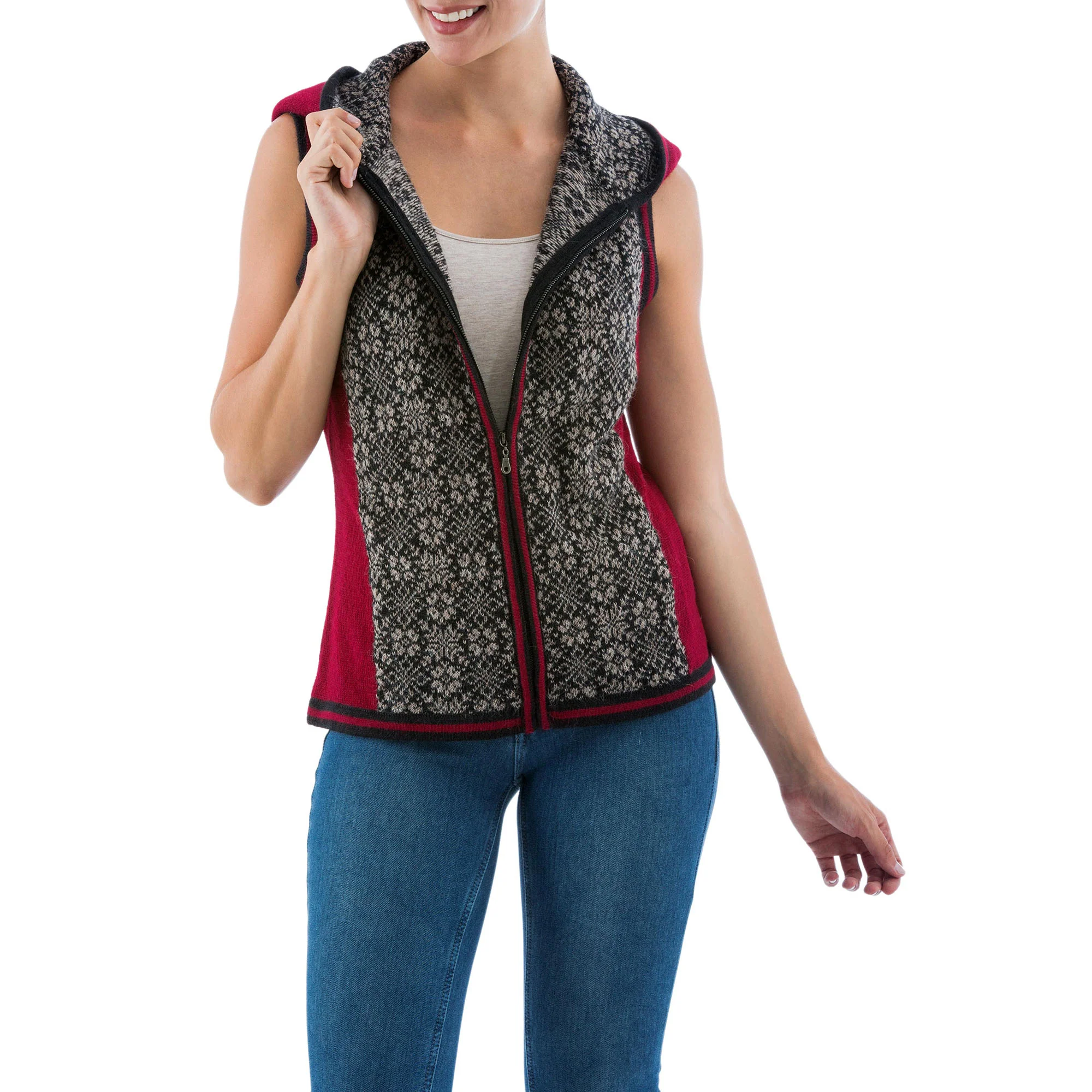 Floral Glory Alpaca Hooded Vest - Image 2