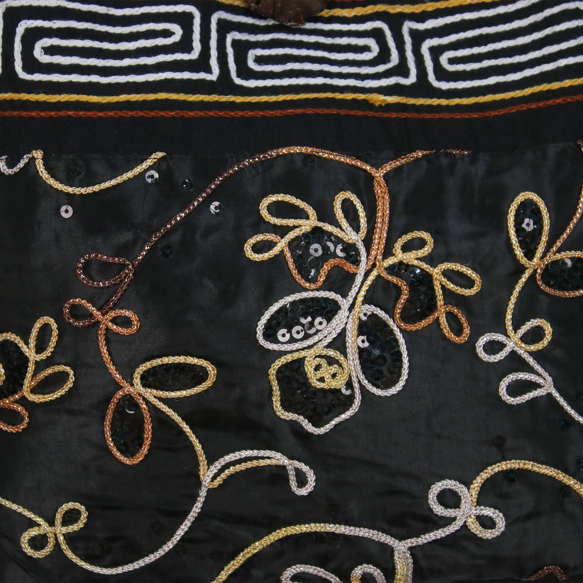 Floral Nighttime Floral Cotton Shoulder Bag from Thailand - Image 5