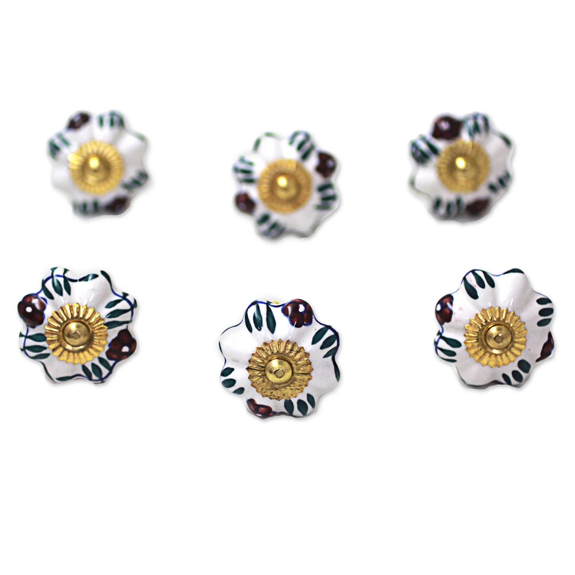 Floral Sunshine Ceramic Cabinet Knobs Floral White (Set of 6) from India - Image 4