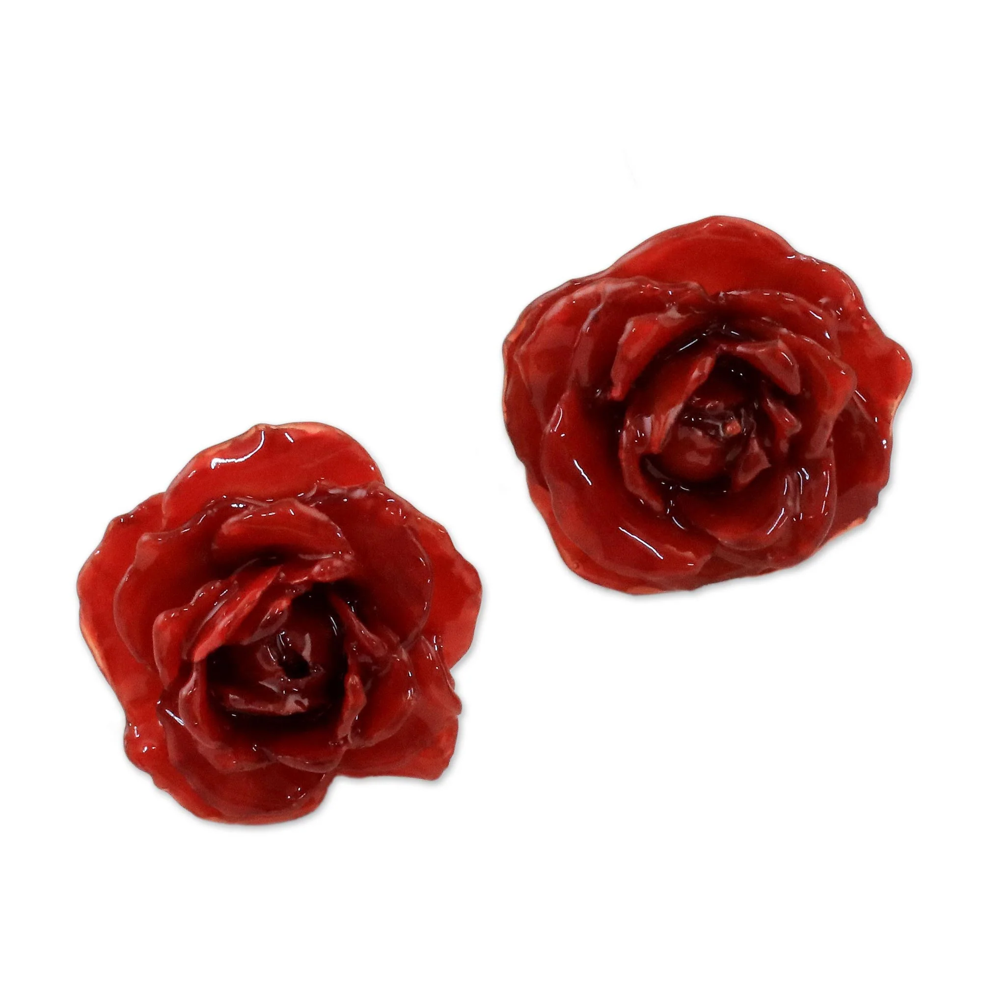 Flowering Passion in Red Stainless Resin Flower Earrings - Image 5