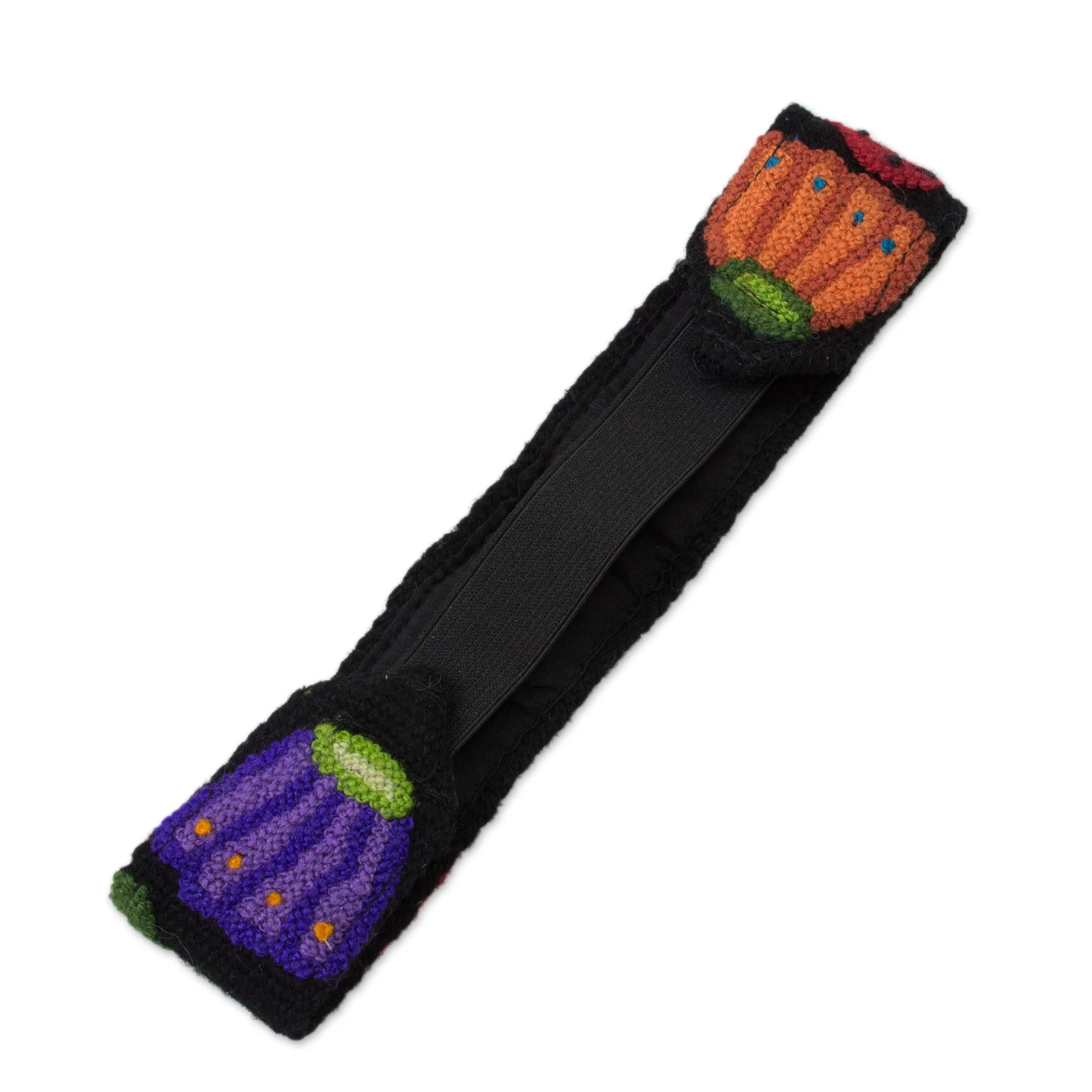 Flowers and Strawberries Floral and Strawberry Pattern Wool Headband from Peru - Image 4
