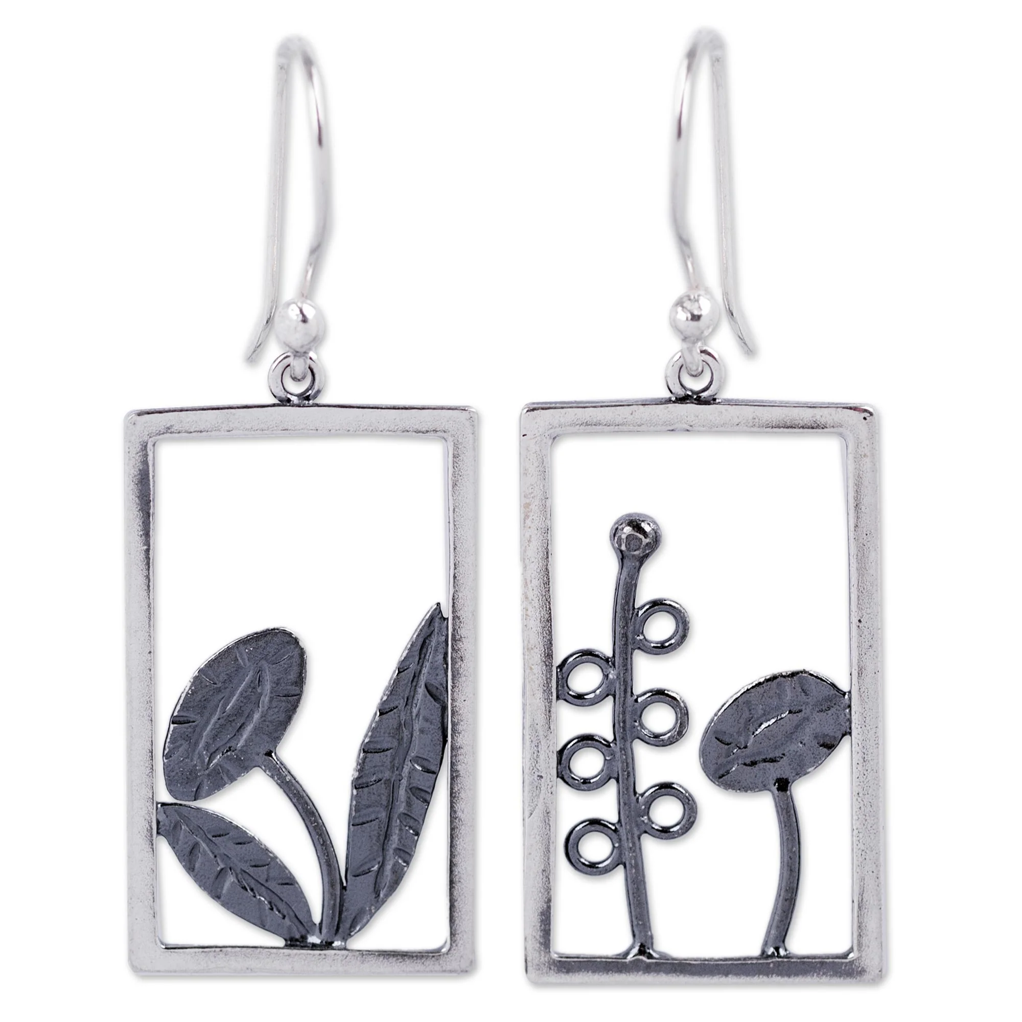 Flowers in the Window Peru Artisan Crafted Sterling Silver Dangle Earrings - Image 2
