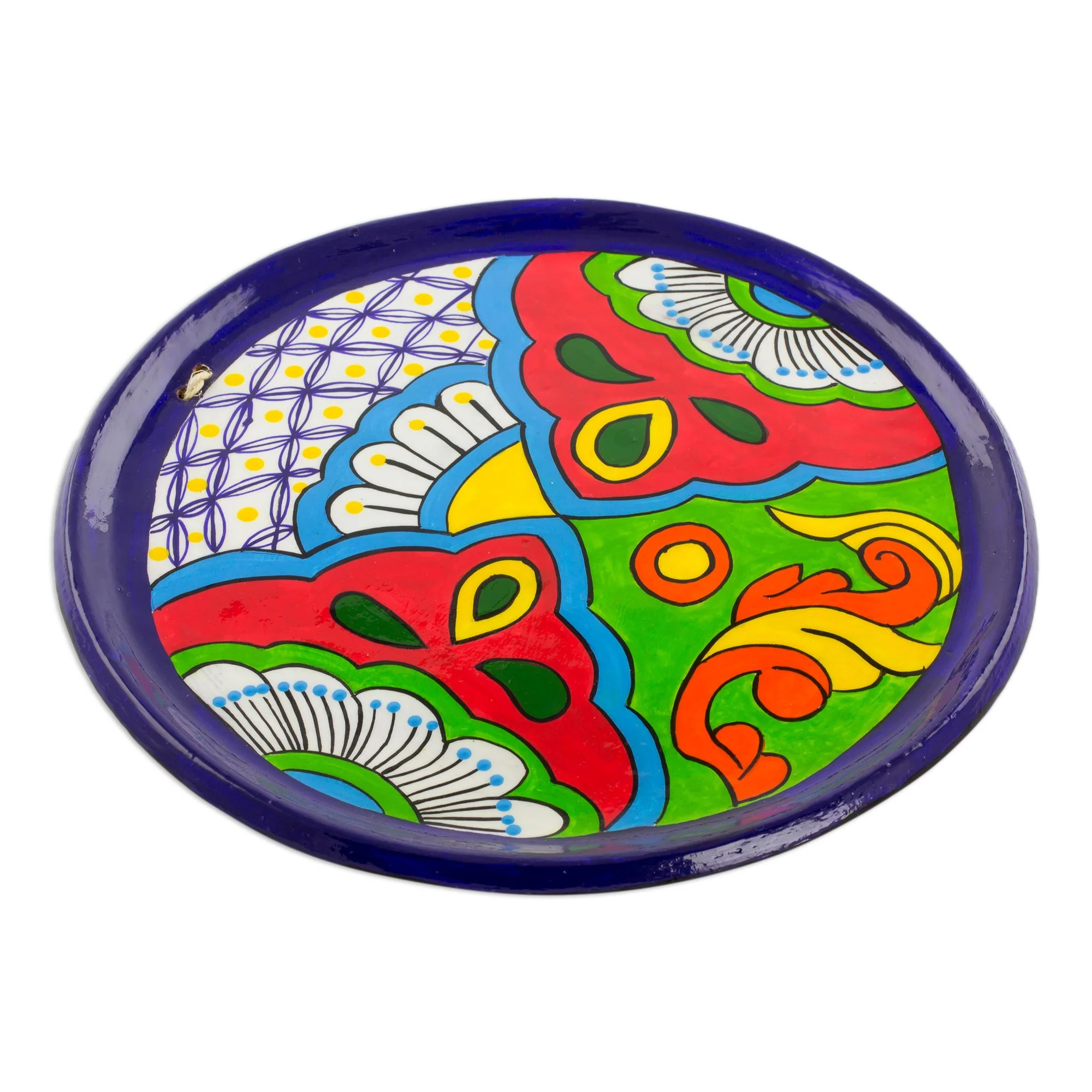 Flowers of Yore Hand-Painted Floral Ceramic Decorative Plate from Guatemala - Image 3