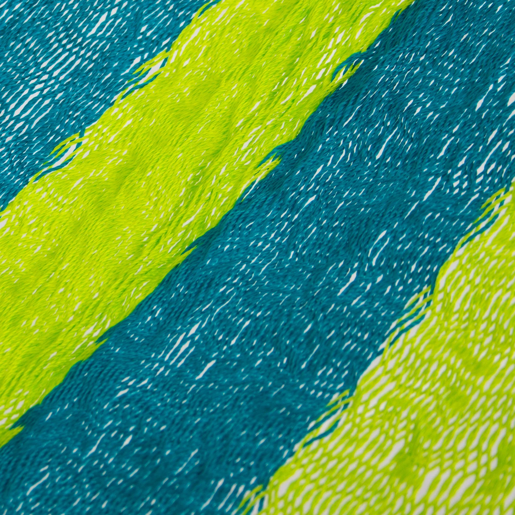 Fluorescent Tropics Neon Green and Blue Hand Woven Nylon Maya Hammock (Single) - Image 4