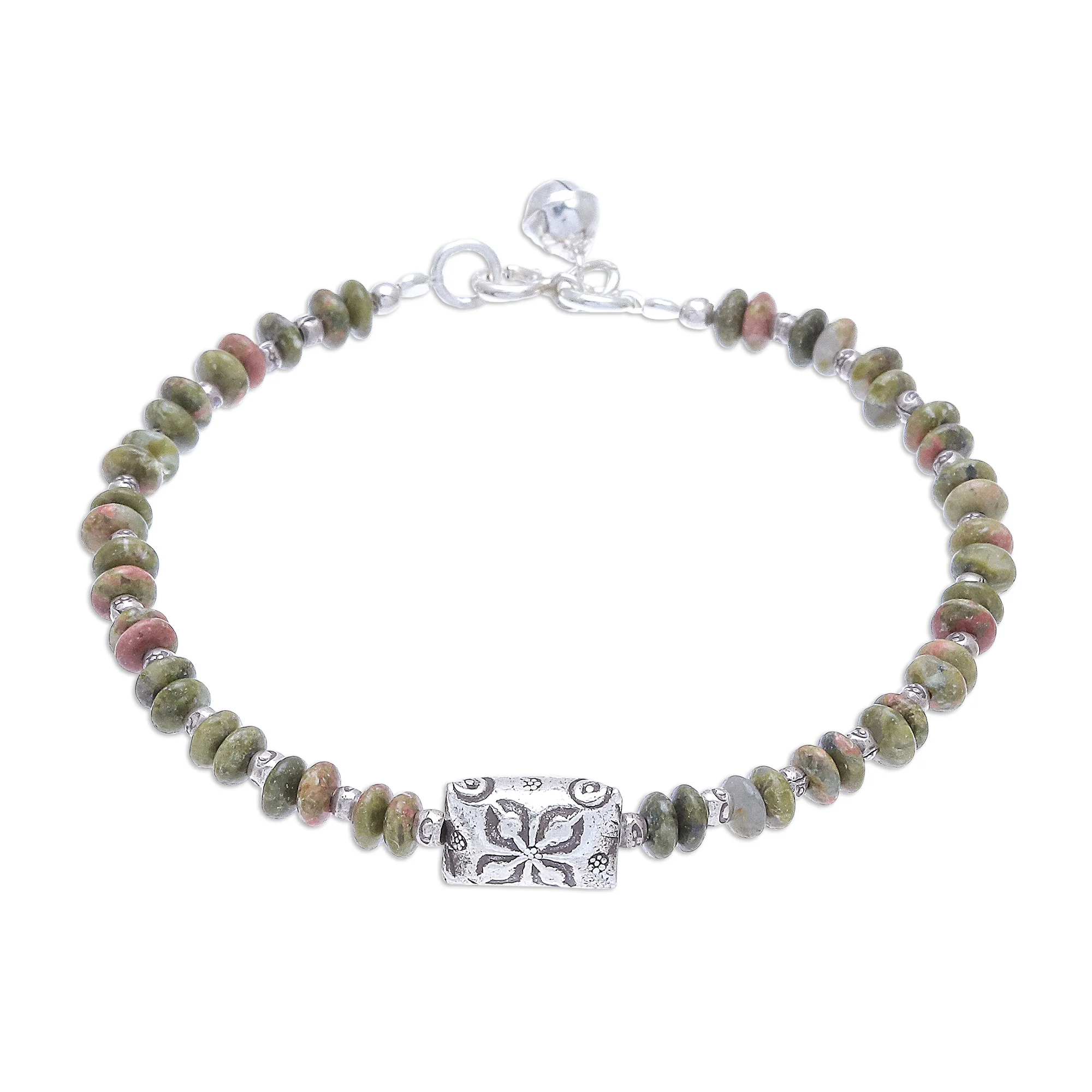 Forest Harmony Hill Tribe Unakite Beaded Bracelet from Thailand - Image 2
