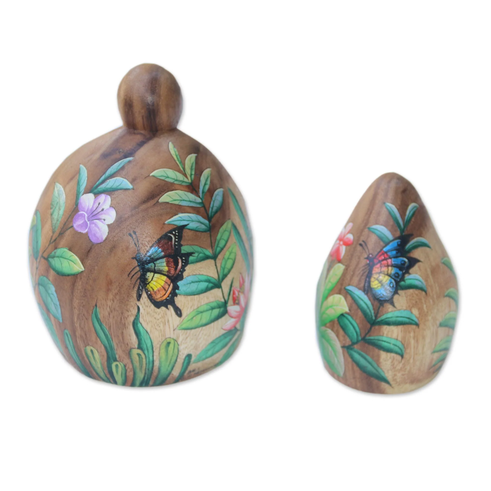 Forest Spirits Pair of Hand Carved Wood Abstract Forest Guardian Statuettes - Image 5