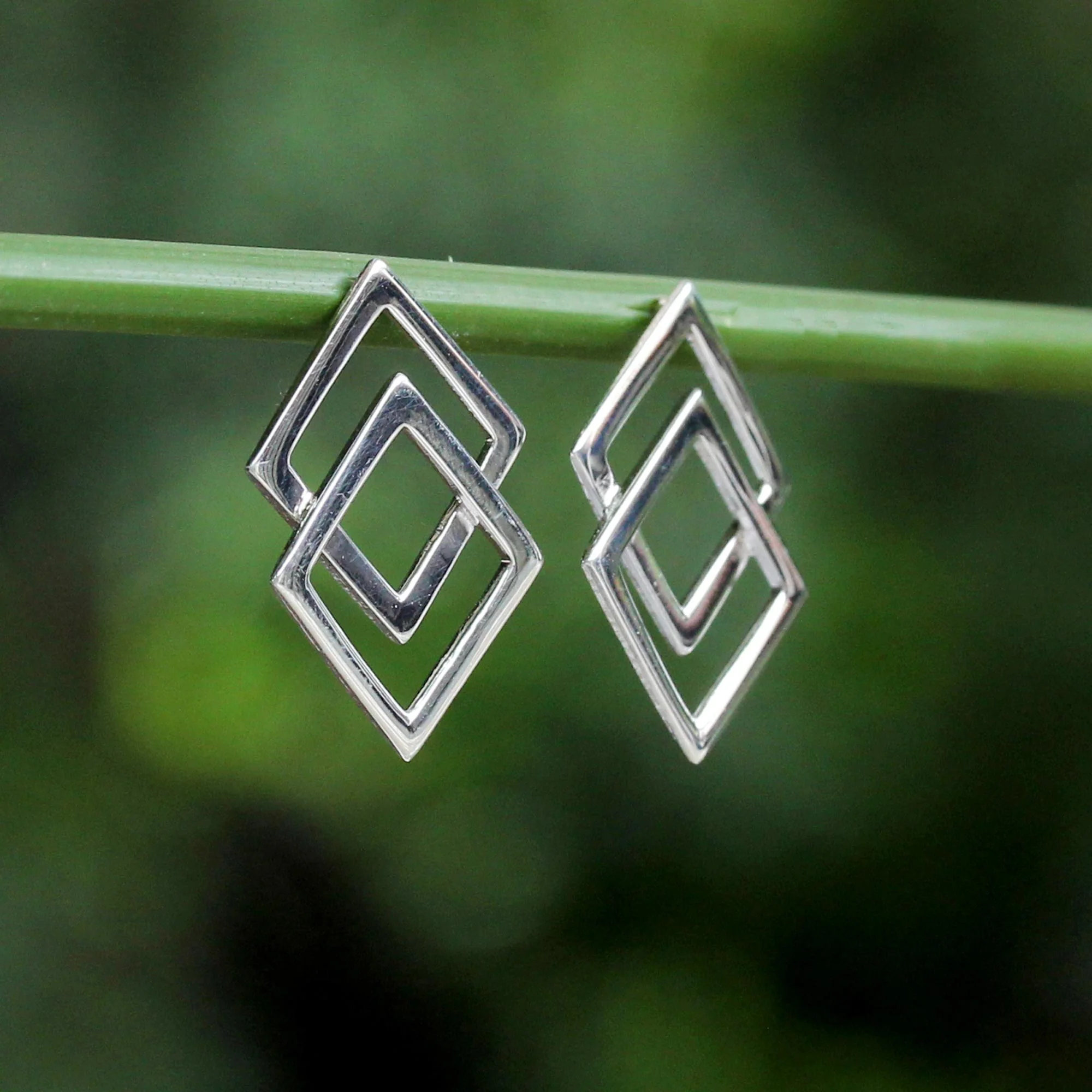 Forever Square Sterling Silver Earrings - Image 4