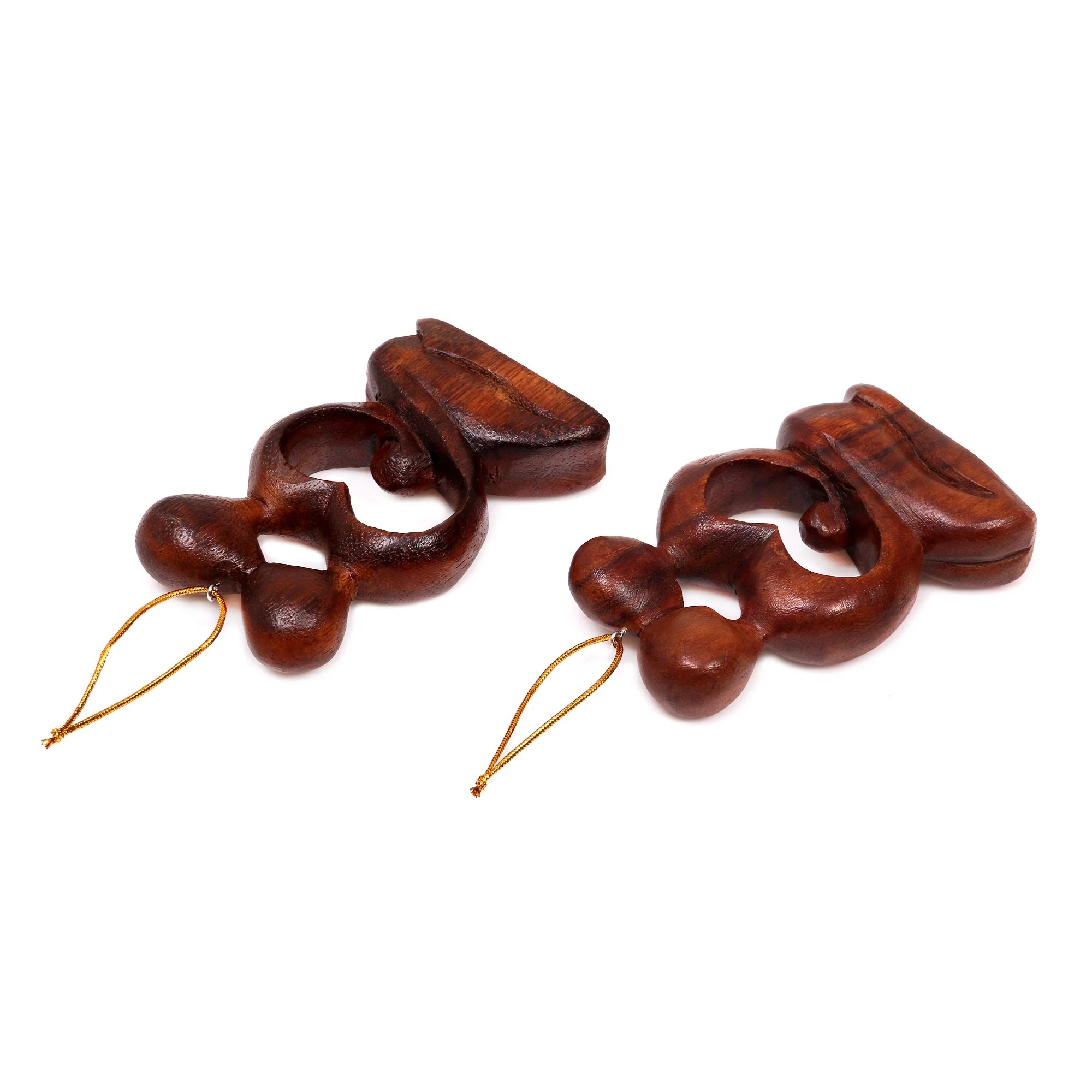 Forever Together Two Heart Ornaments of Couple Kissing Hand Carved of Wood - Image 3