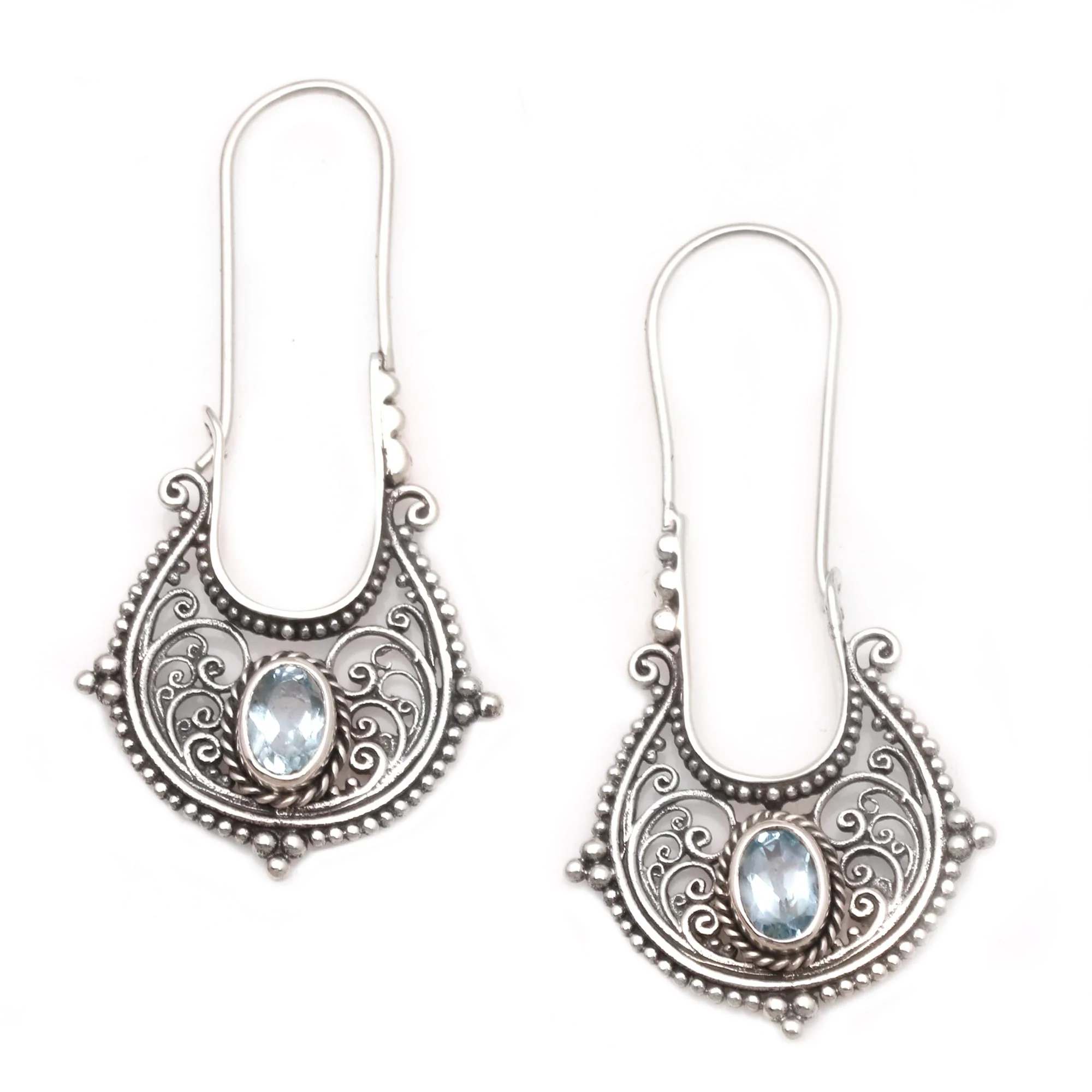 Fortunate Twist Blue Topaz and Sterling Silver Drop Earrings - Image 2