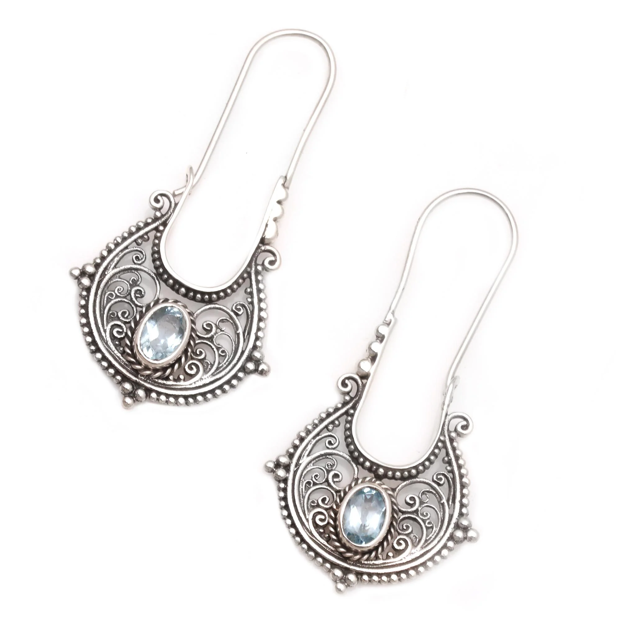 Fortunate Twist Blue Topaz and Sterling Silver Drop Earrings - Image 3