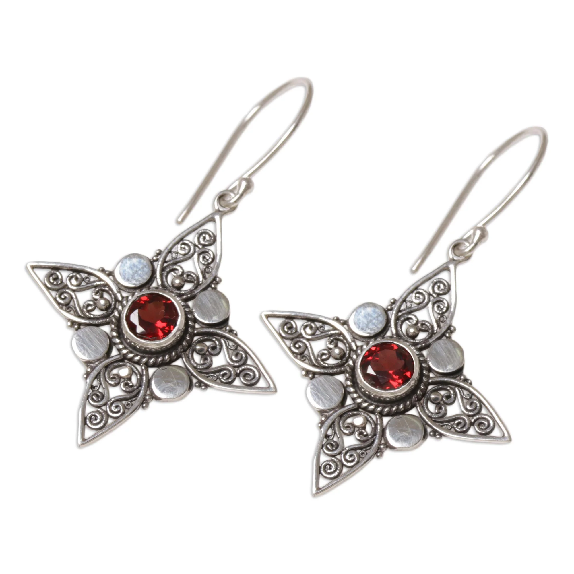 Four-Pointed Stars Sterling Silver Earrings - Image 5