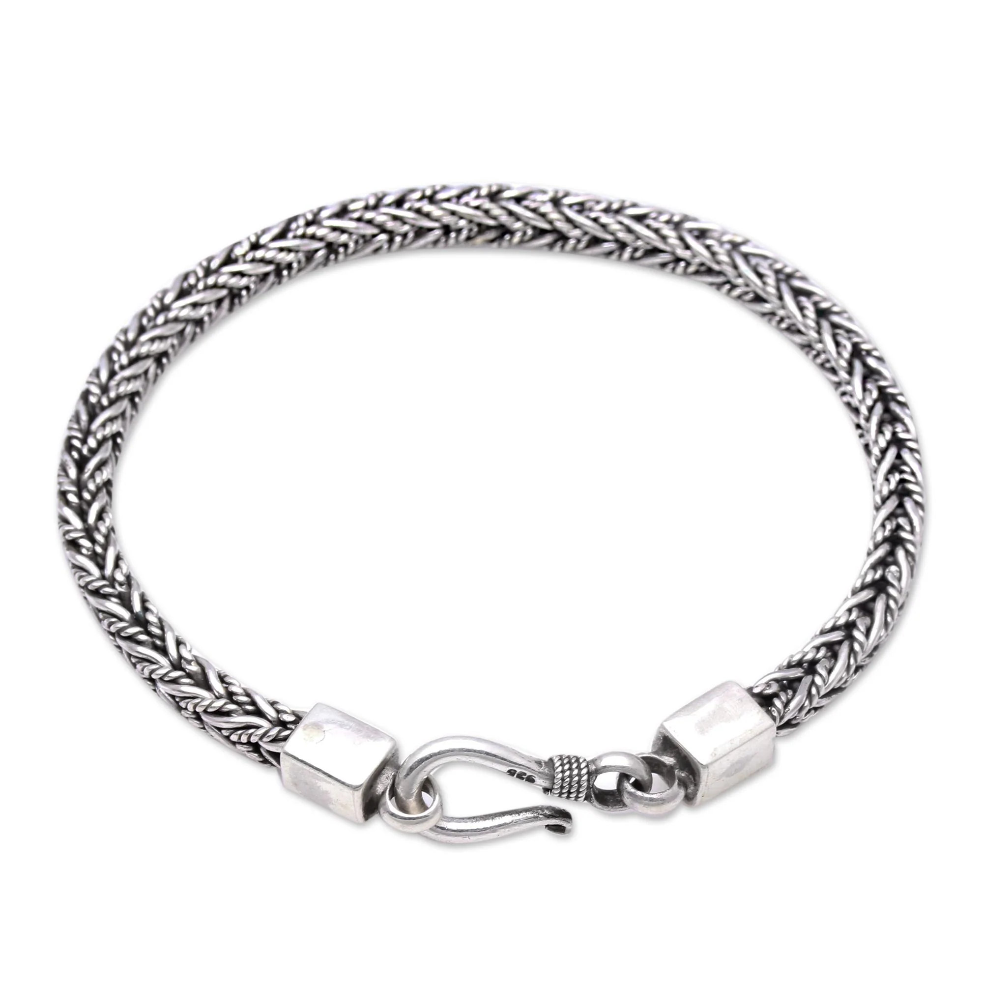Foxtail Rope Sterling Silver Foxtail Chain Bracelet from Bali - Image 2