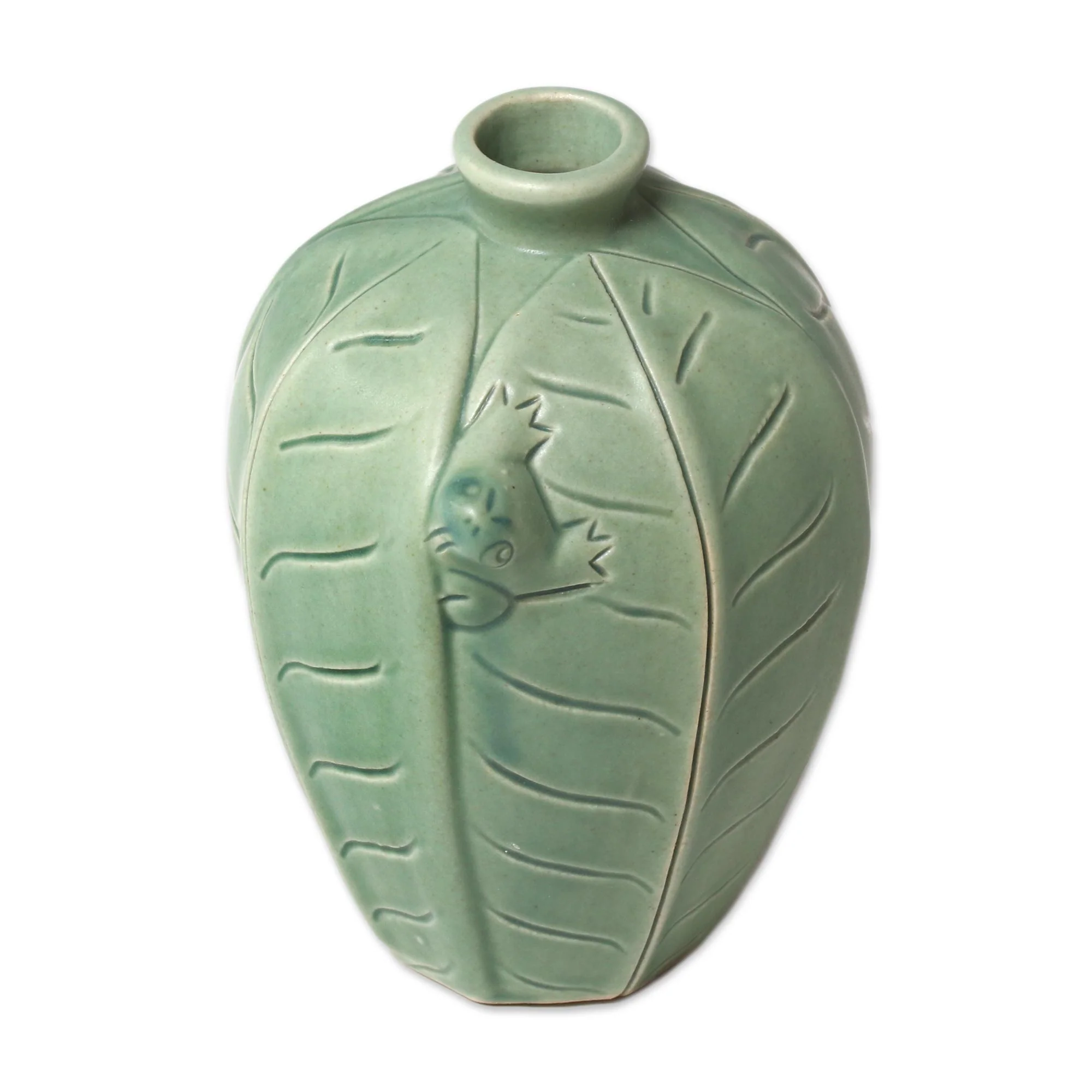 Frangipani Frogs Leaf & Tree Ceramic Vase - Image 2