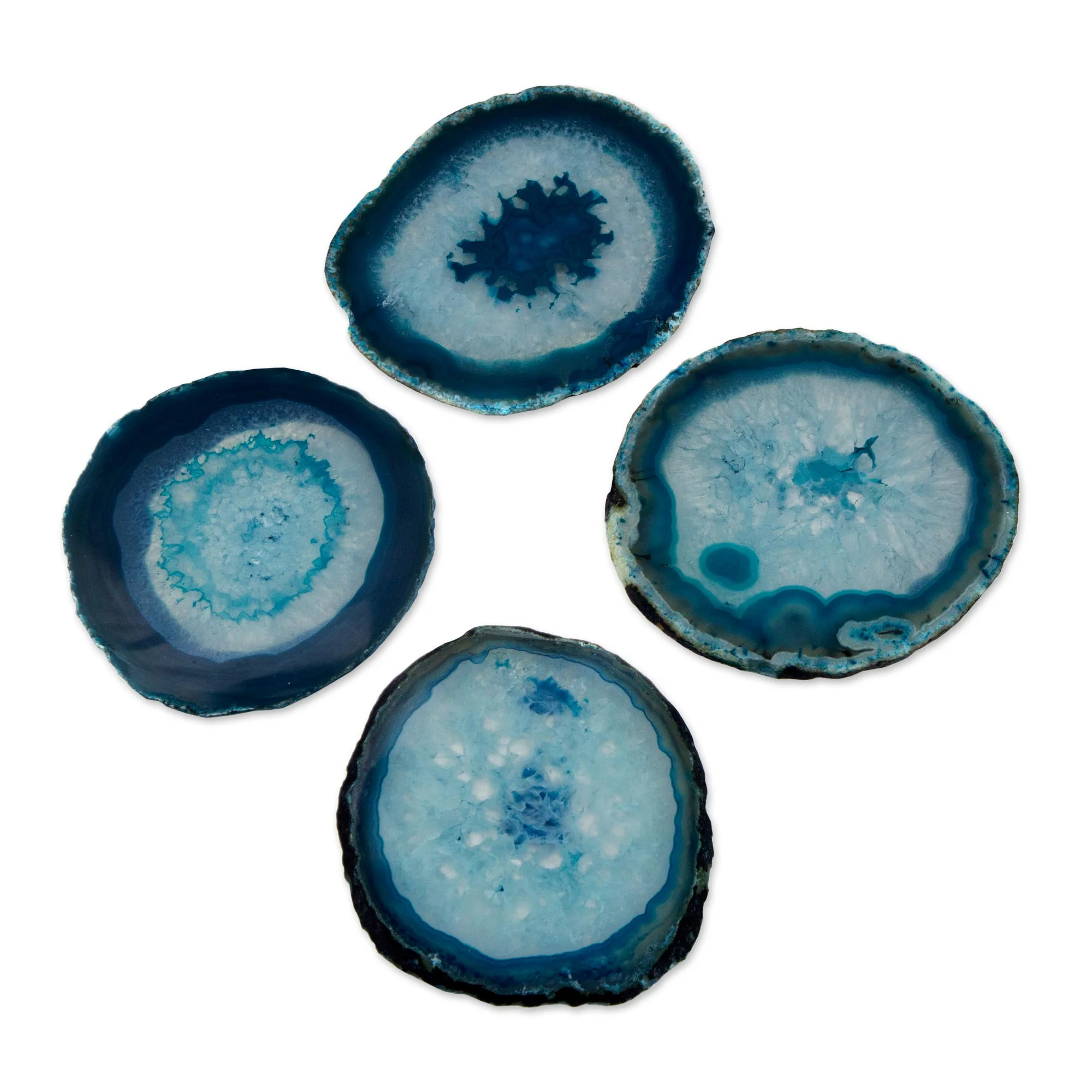 Freckles Natural Blue Agate Coasters (Set of 4) from Brazil - Image 2