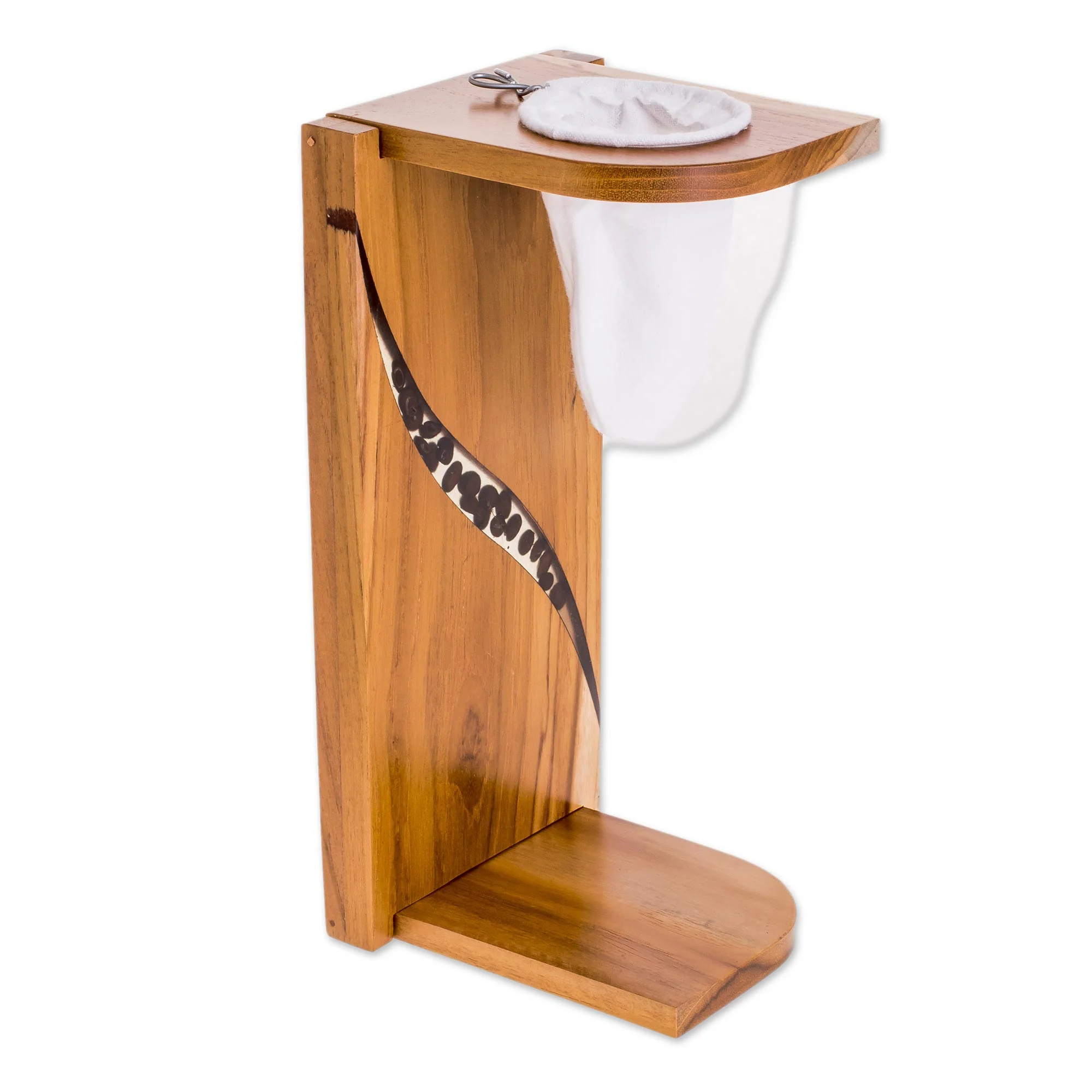 Fresh Beans Teak Wood and Resin Single-Serve Drip Coffee Stand - Image 2