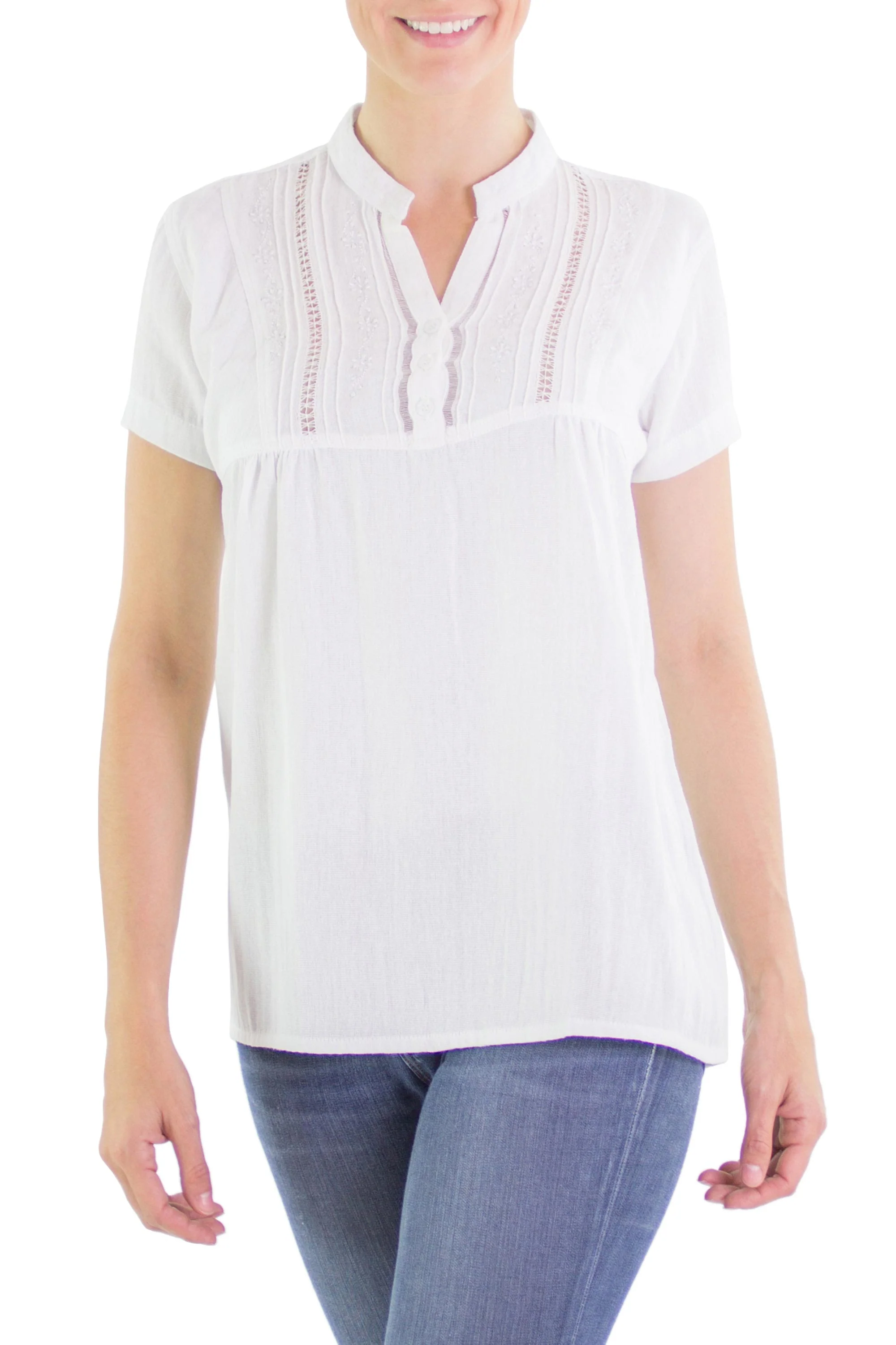Fresh Floral White Cotton tunic - Image 2