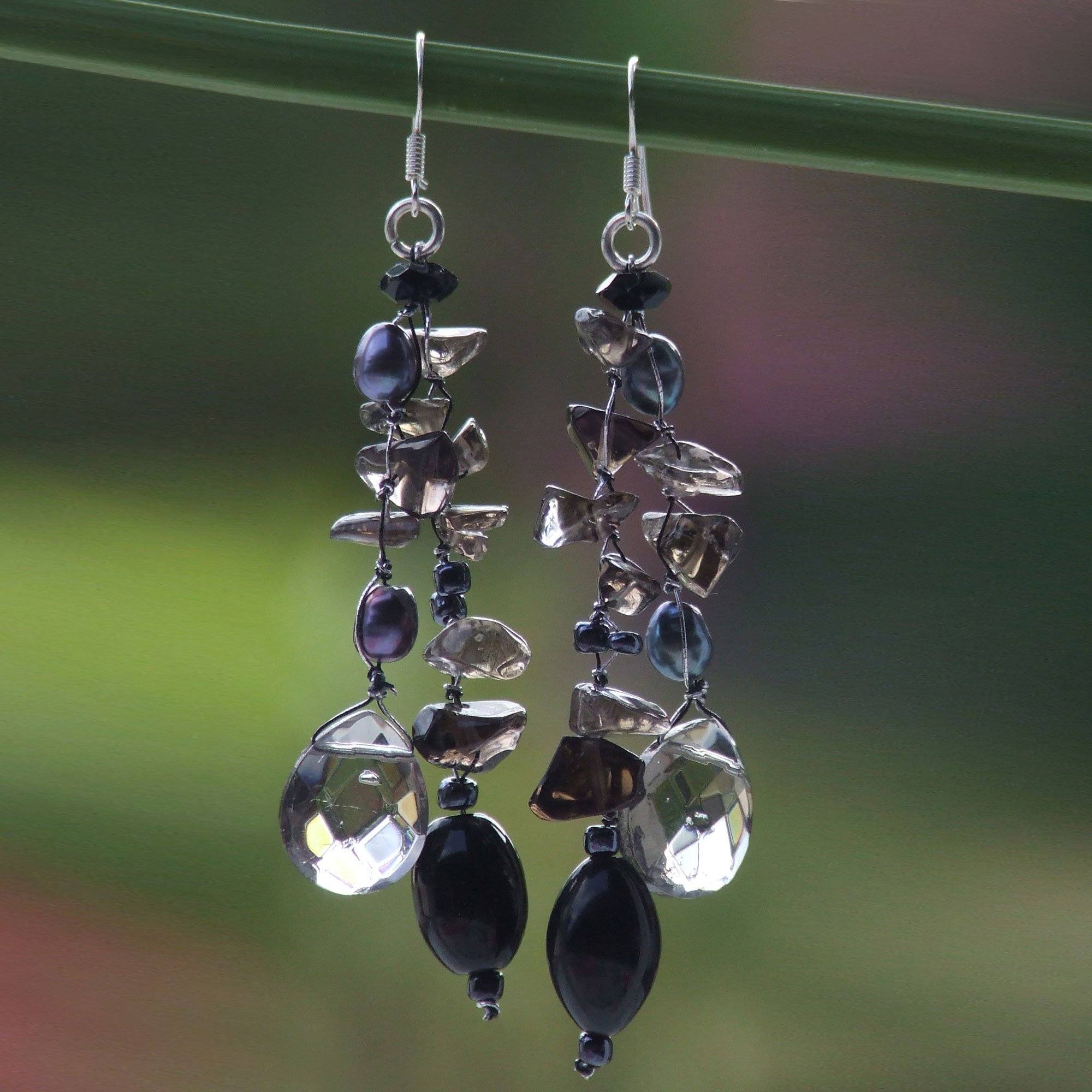 Freshwater Pearl & Glass Bead Dangle Earrings