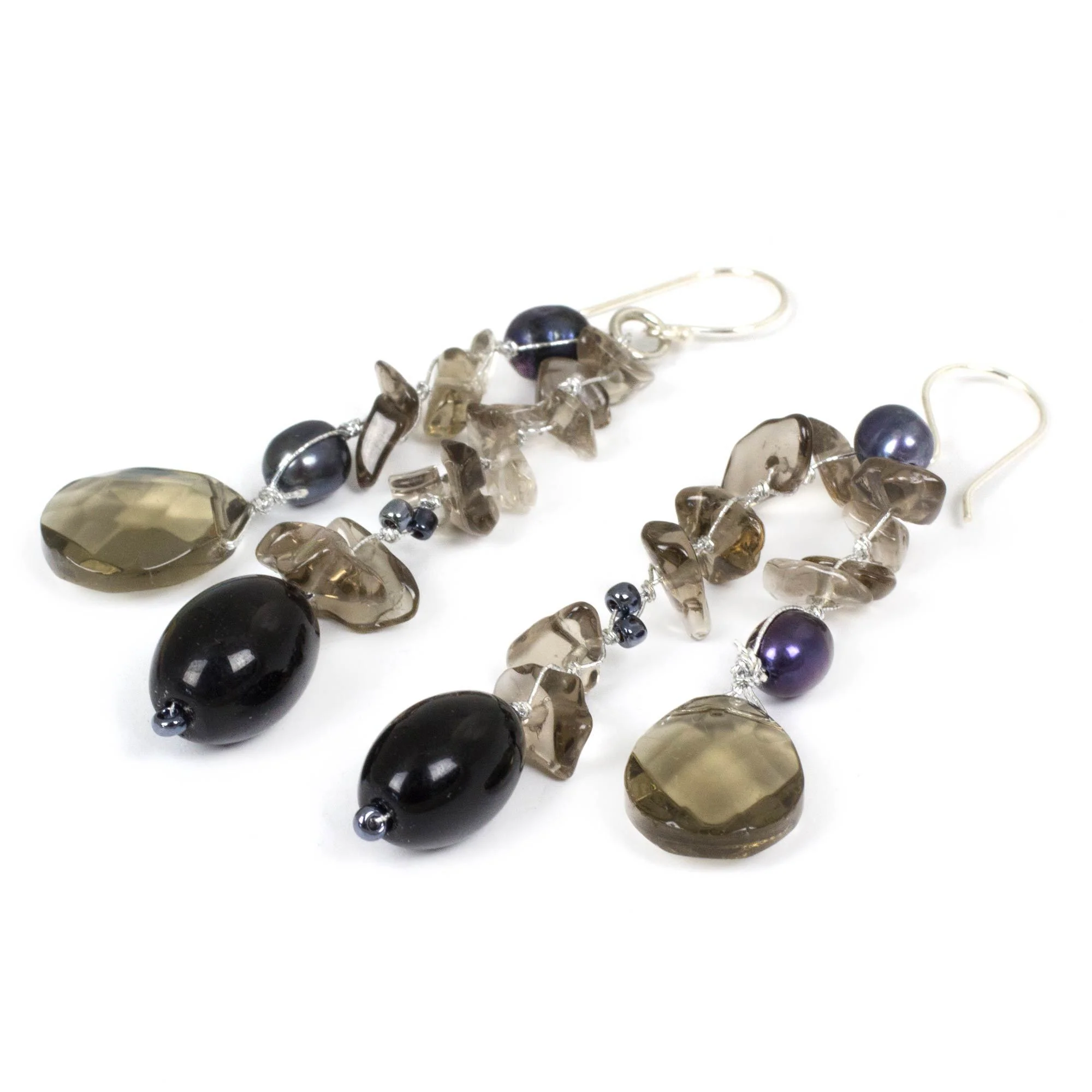 Freshwater Pearl & Glass Bead Dangle Earrings - Image 3
