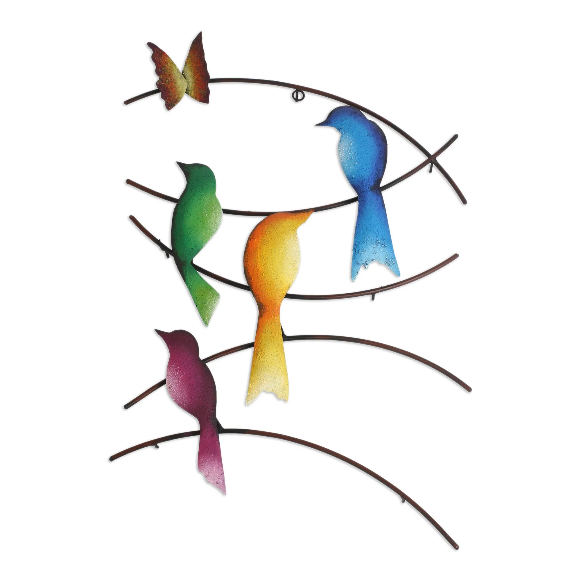 Friends of Summer Steel Wall Sculpture of Birds and a Butterfly from Mexico - Image 2