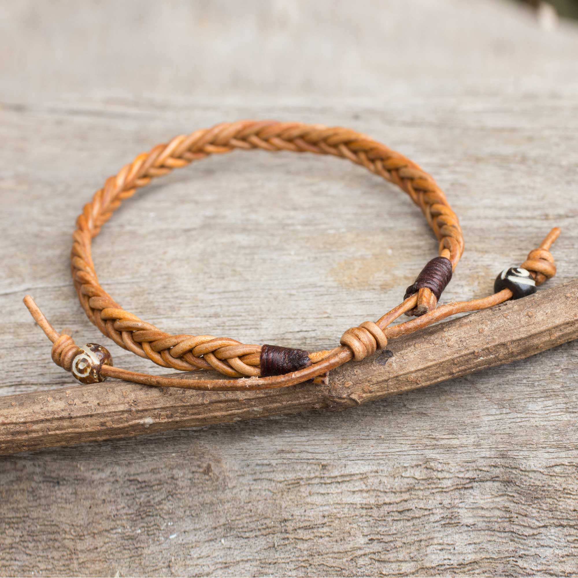 Friendship Men's Braided Leather Bracelet - Image 3