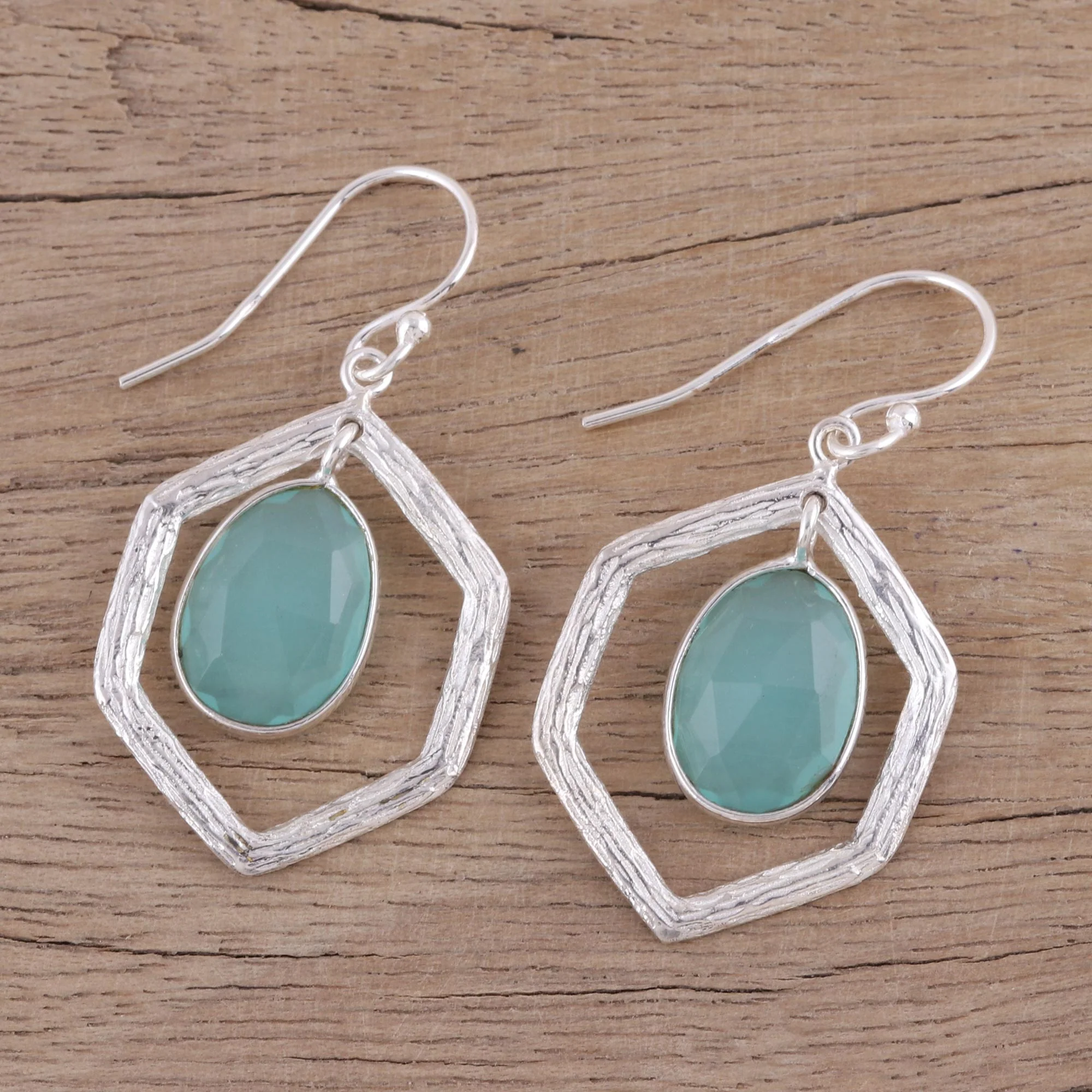 Frozen Dew Blue Chalcedony and Sterling Silver Dangle Earrings - Image 3