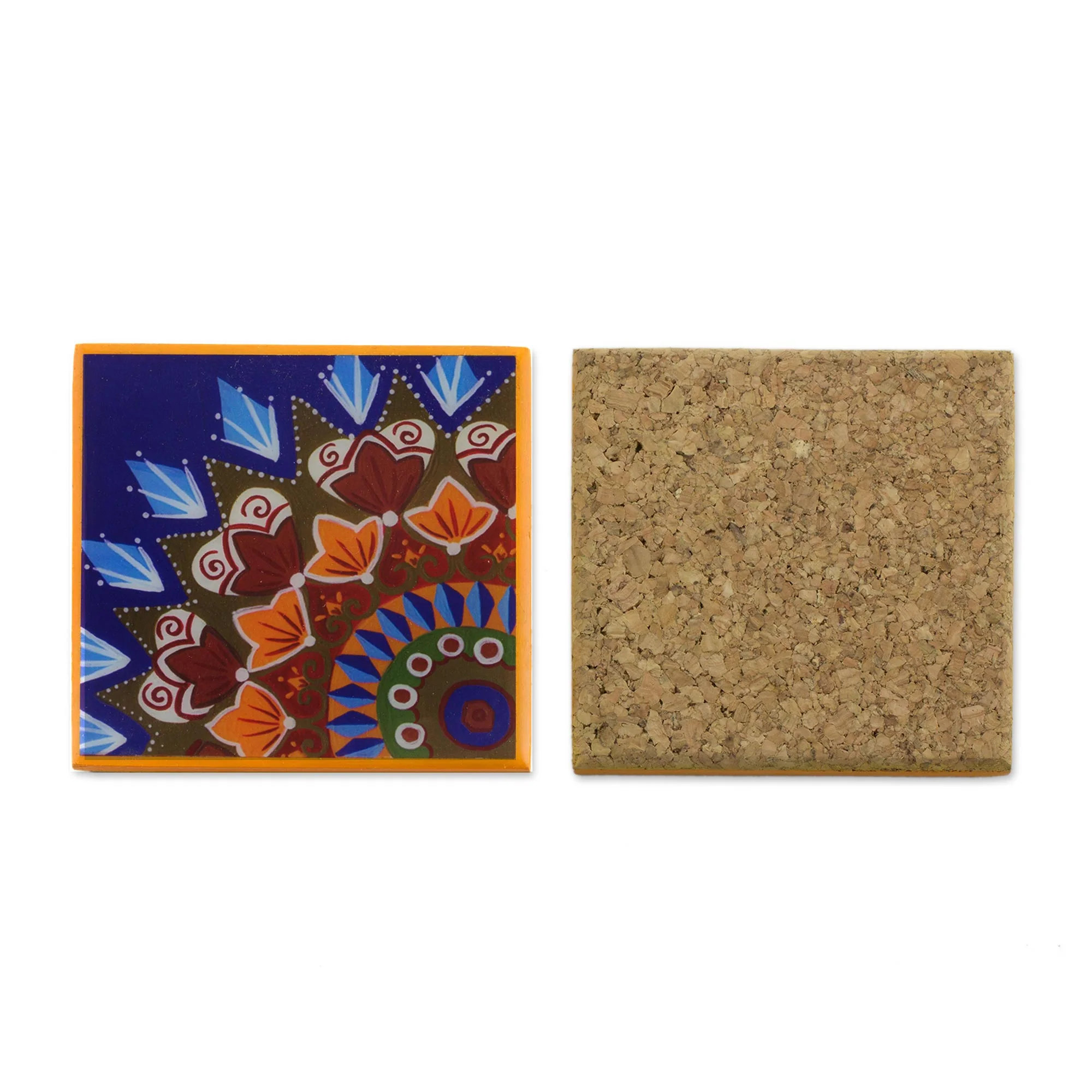 Fruits of the Sun Six Handcrafted Wood Coasters in Yellow from Costa Rica - Image 4