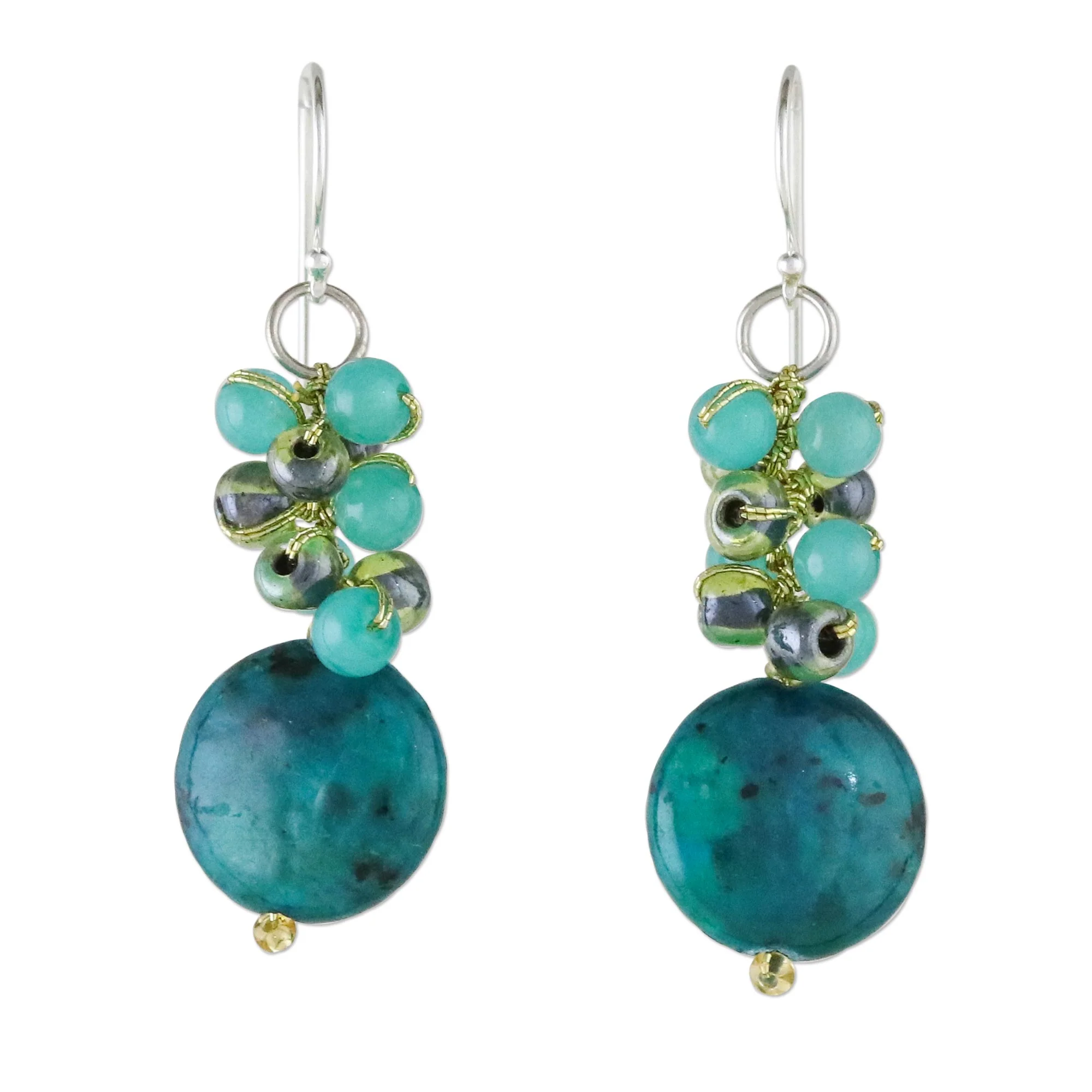 Fun Circles in Green Multi-Gem Earrings - Image 2