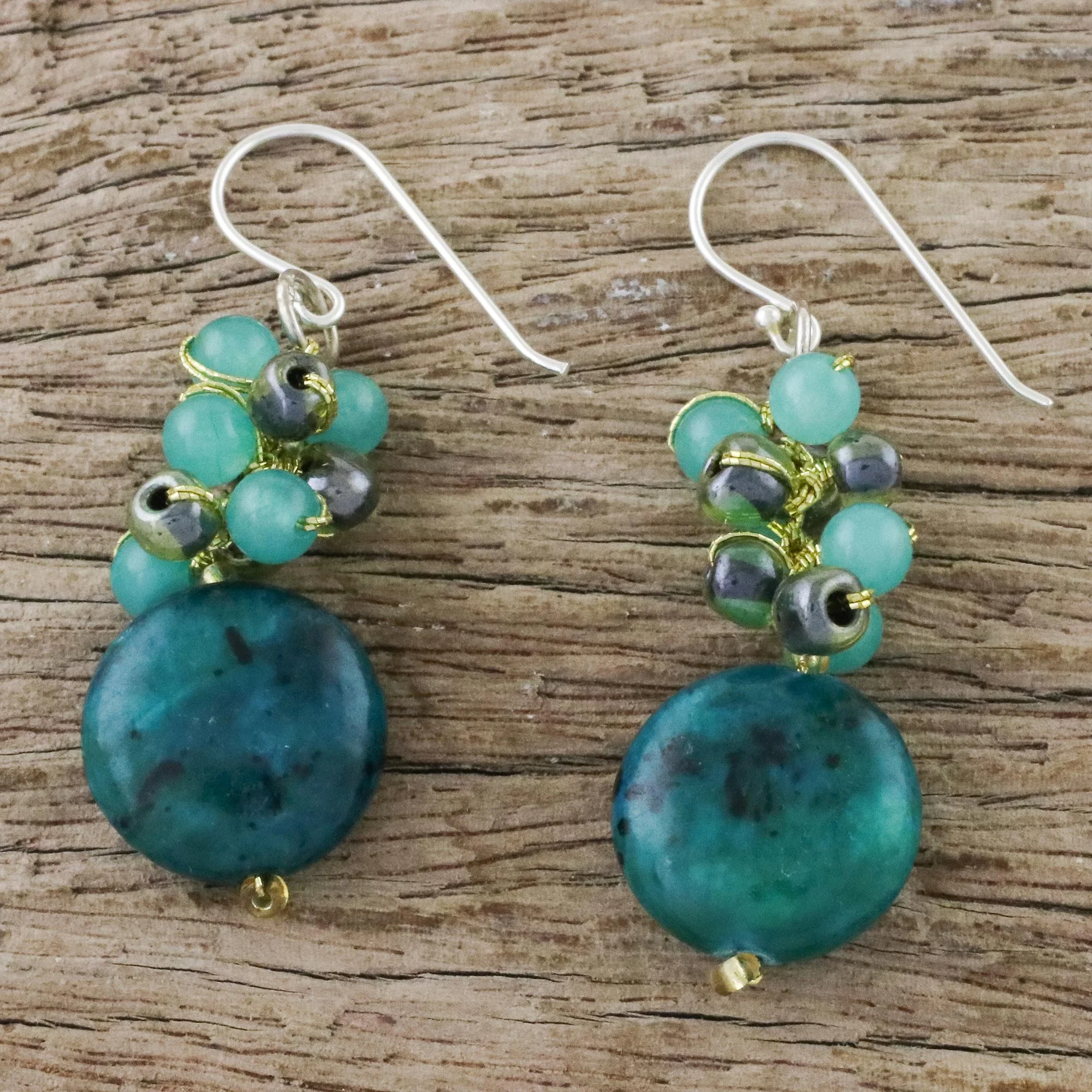 Fun Circles in Green Multi-Gem Earrings - Image 3