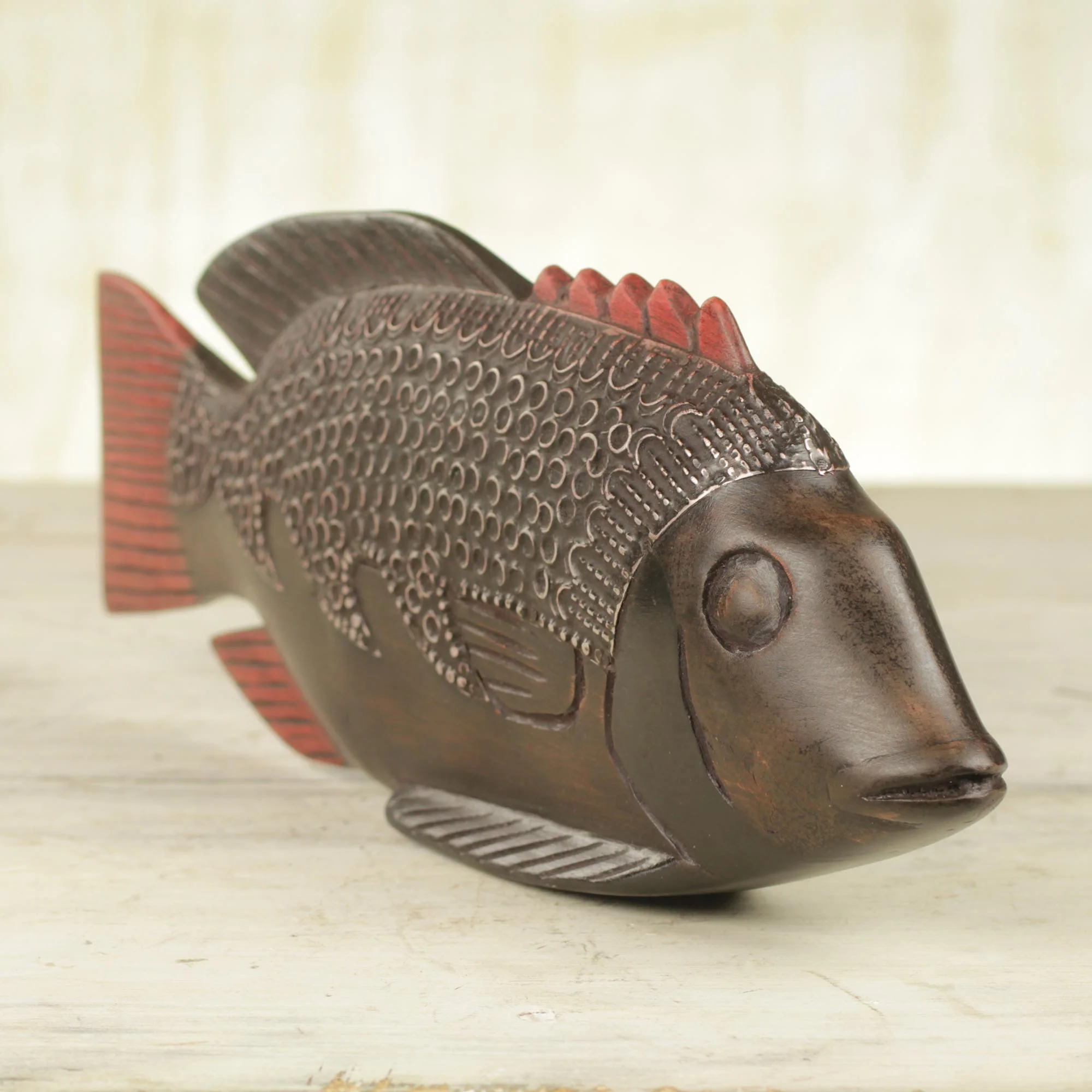 Ga Redfish Unique African Wood Sculpture - Image 4
