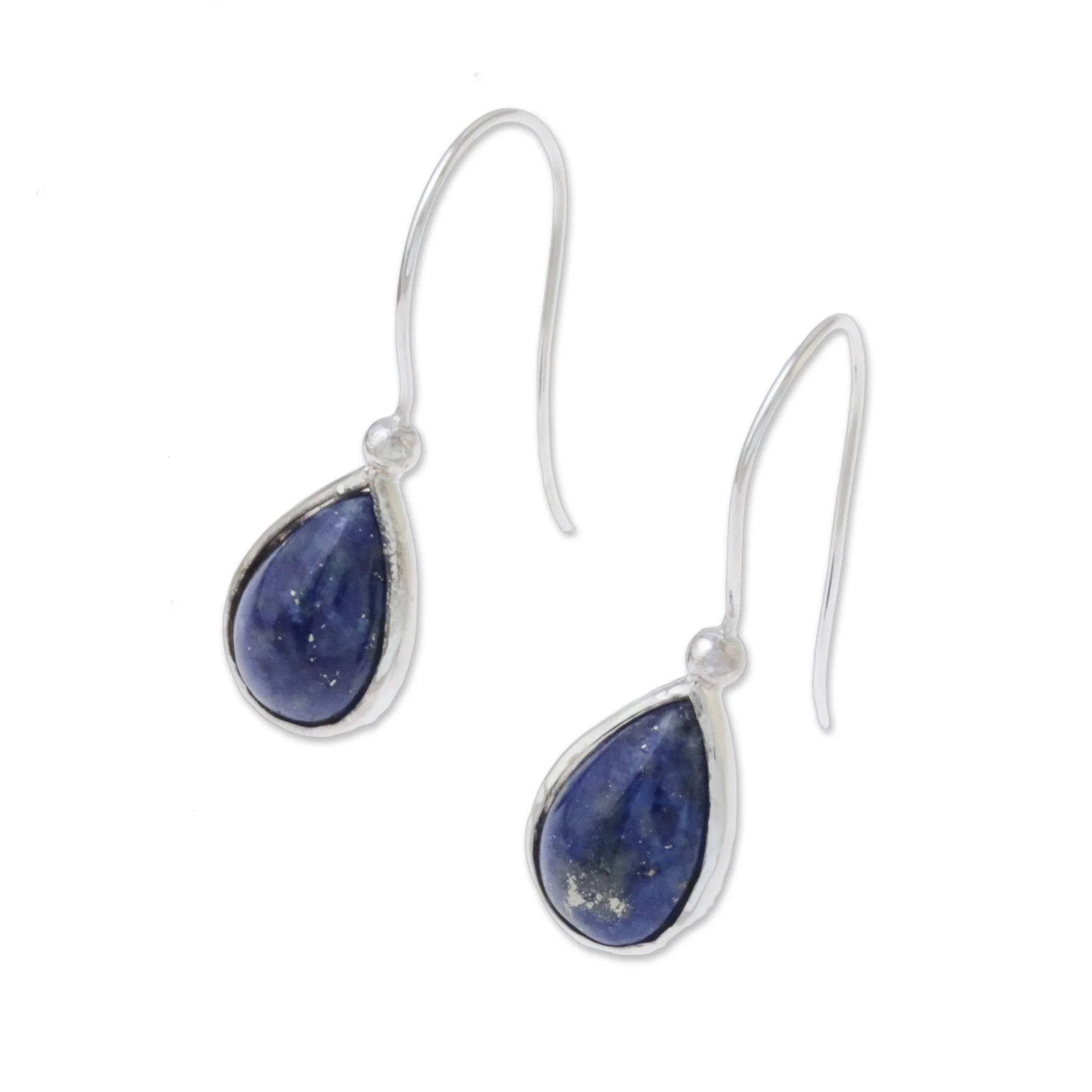 Galaxy Drops Lapis Lazuli and Sterling Silver Teardrop Drop Earrings - Image 4
