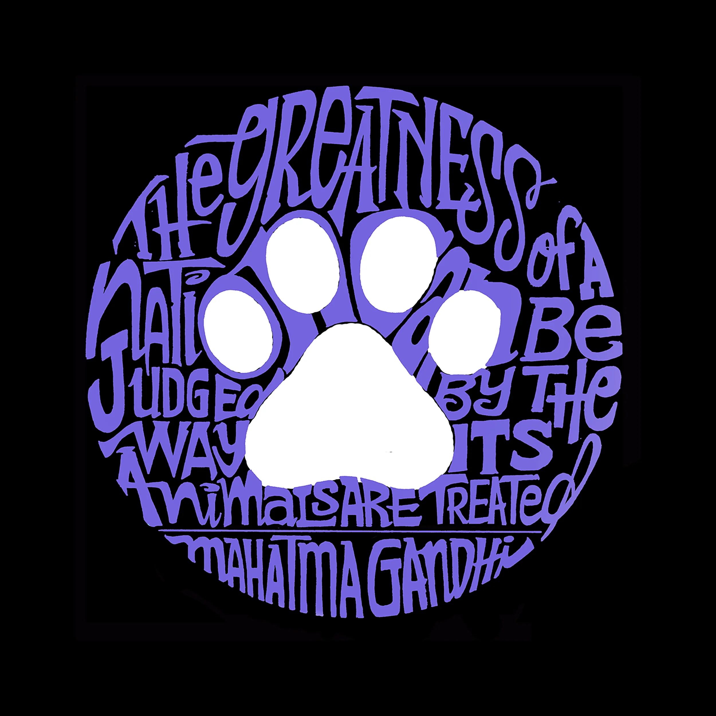 Gandhi's Quote on Animal Treatment  - Women's Word Art T-Shirt - Image 3