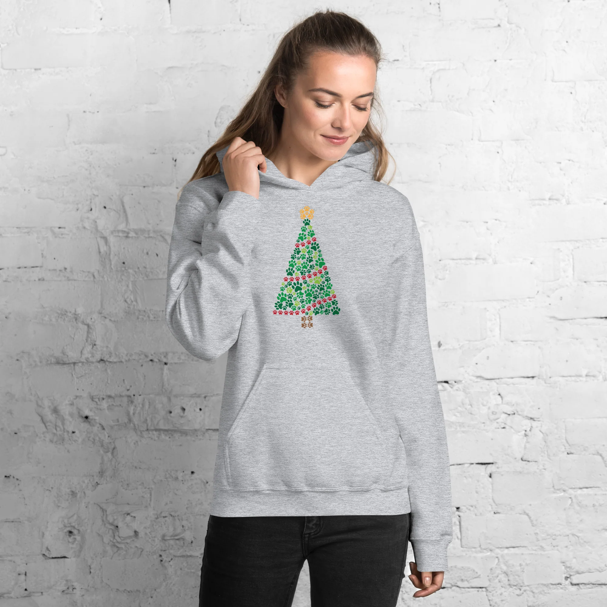 Garland of Paws Christmas Tree Hoodie - Image 2