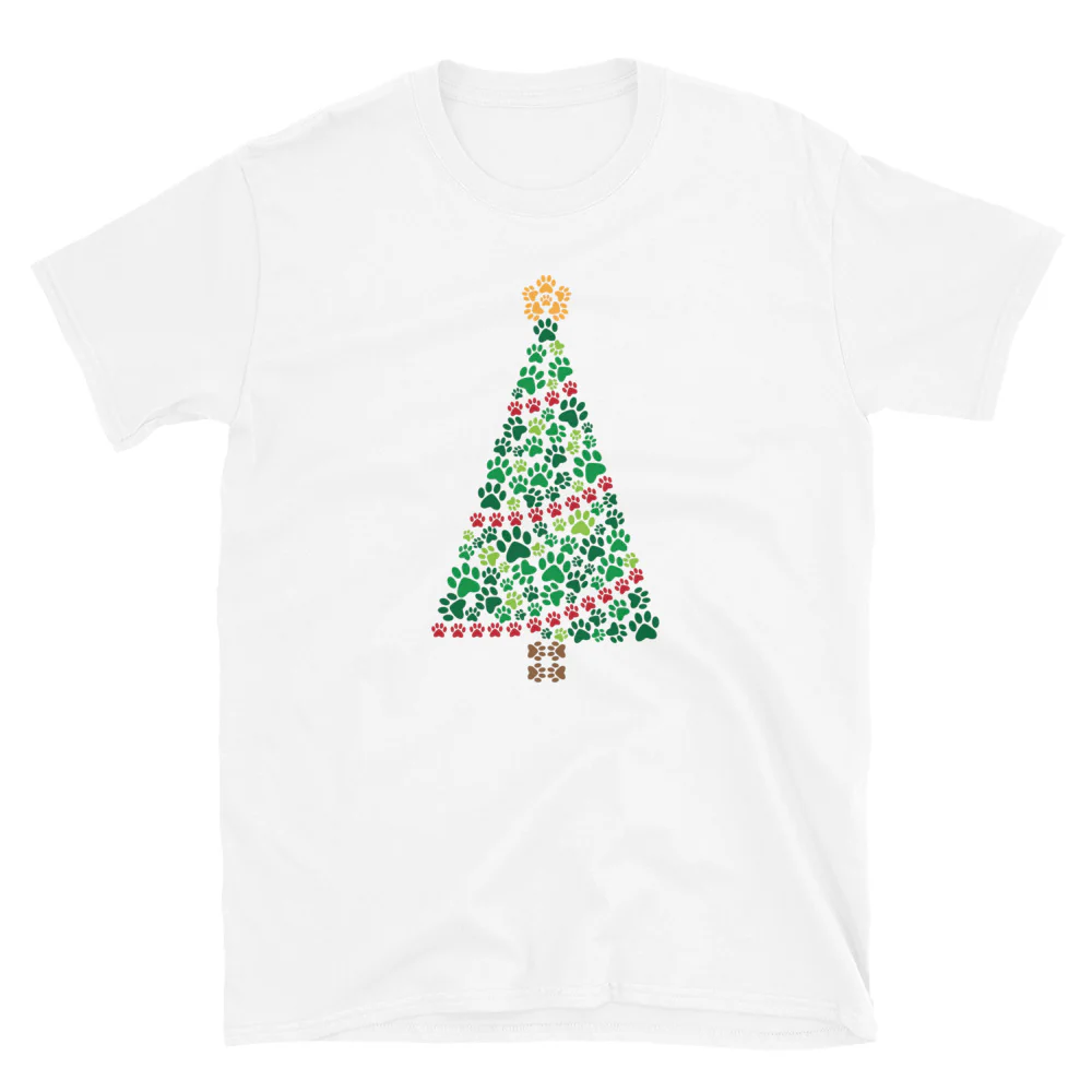 Garland of Paws Christmas Tree T-Shirt - Image 5