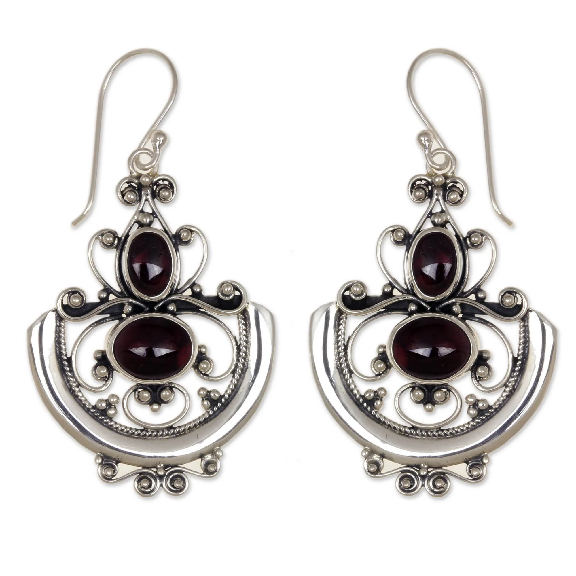 Garnet Arabesques Dangle Earrings - Image 2