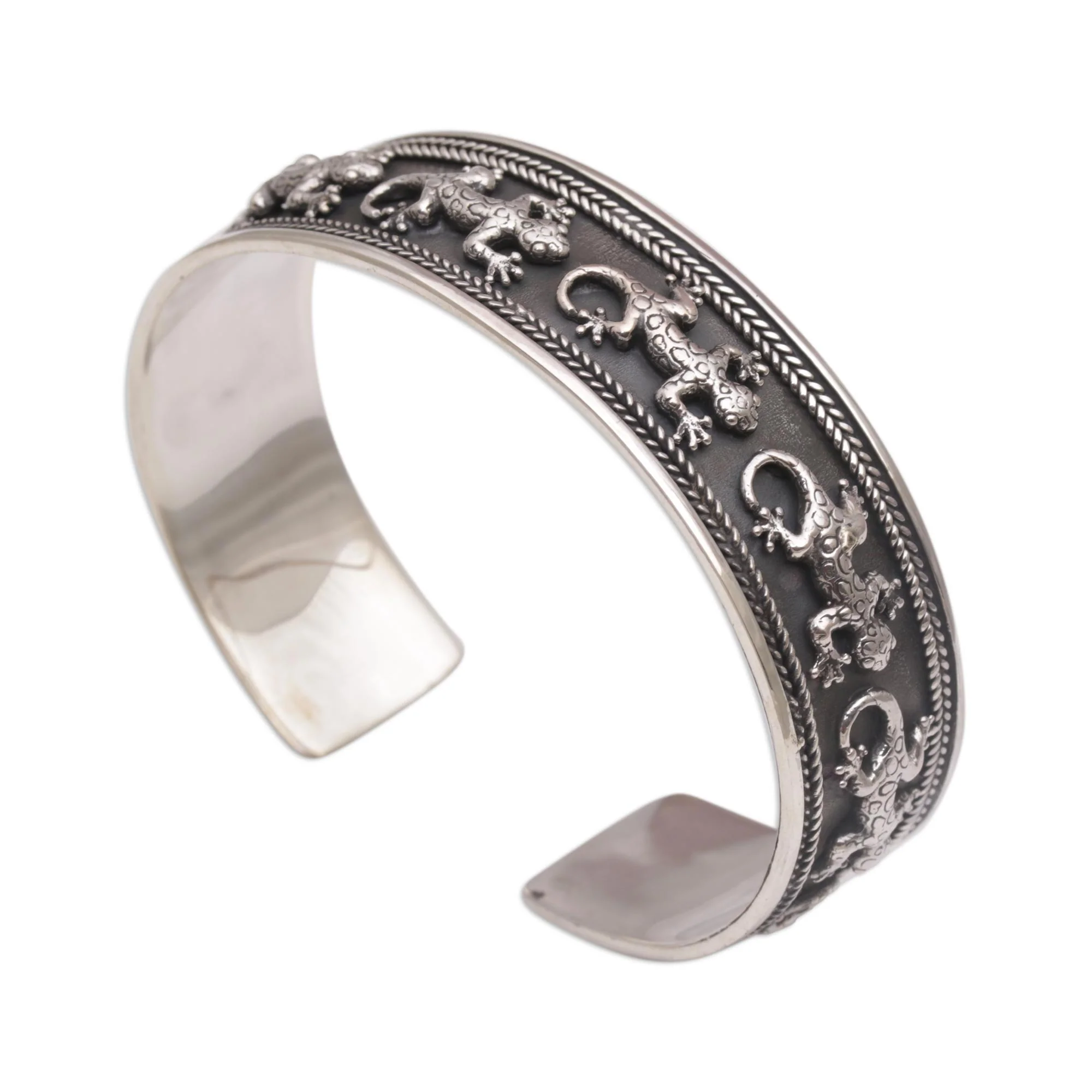 Gecko Parade Sterling Silver Cuff Bracelet - Image 2
