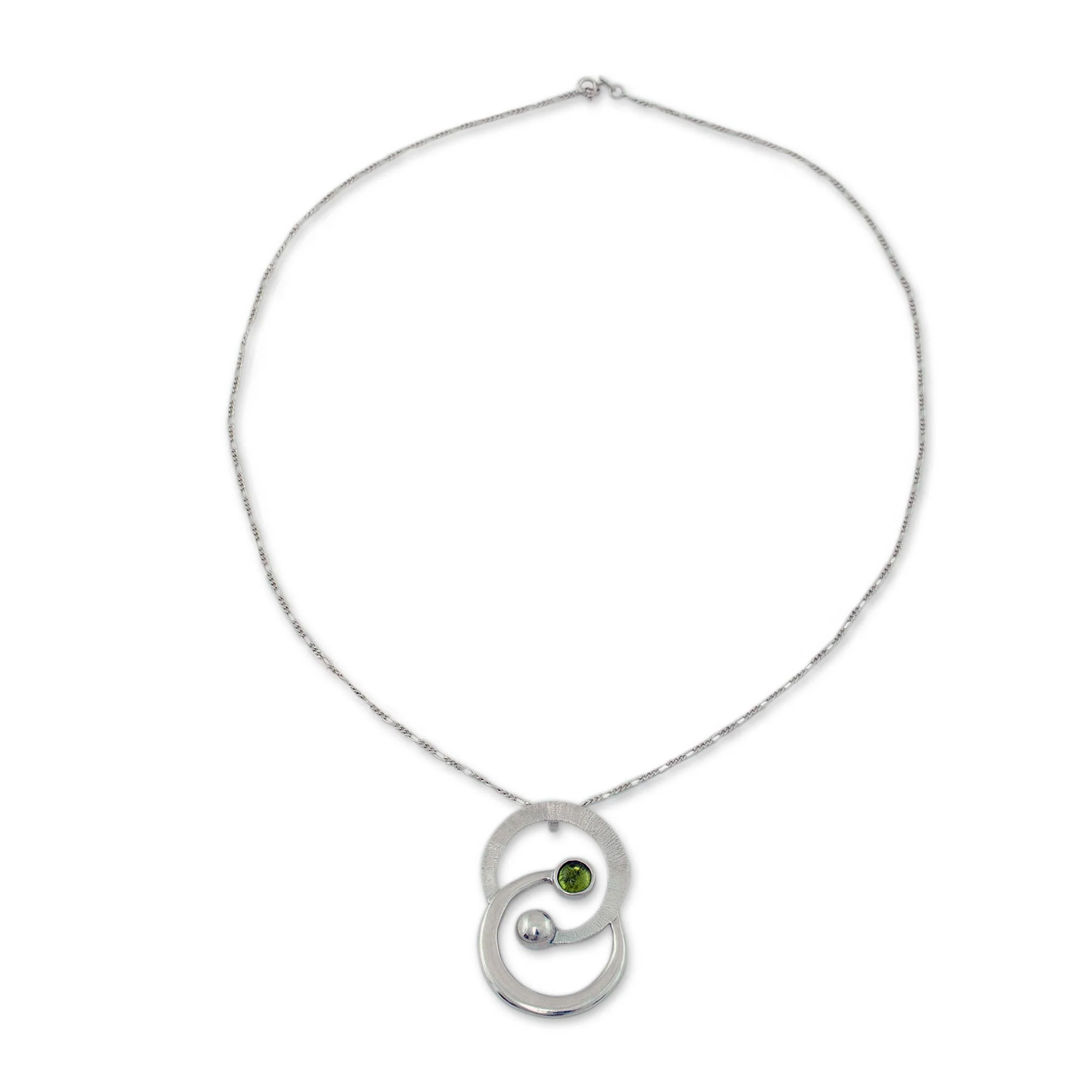 Gemini the Twins Zodiac Sterling Silver Peridot Necklace - Image 2
