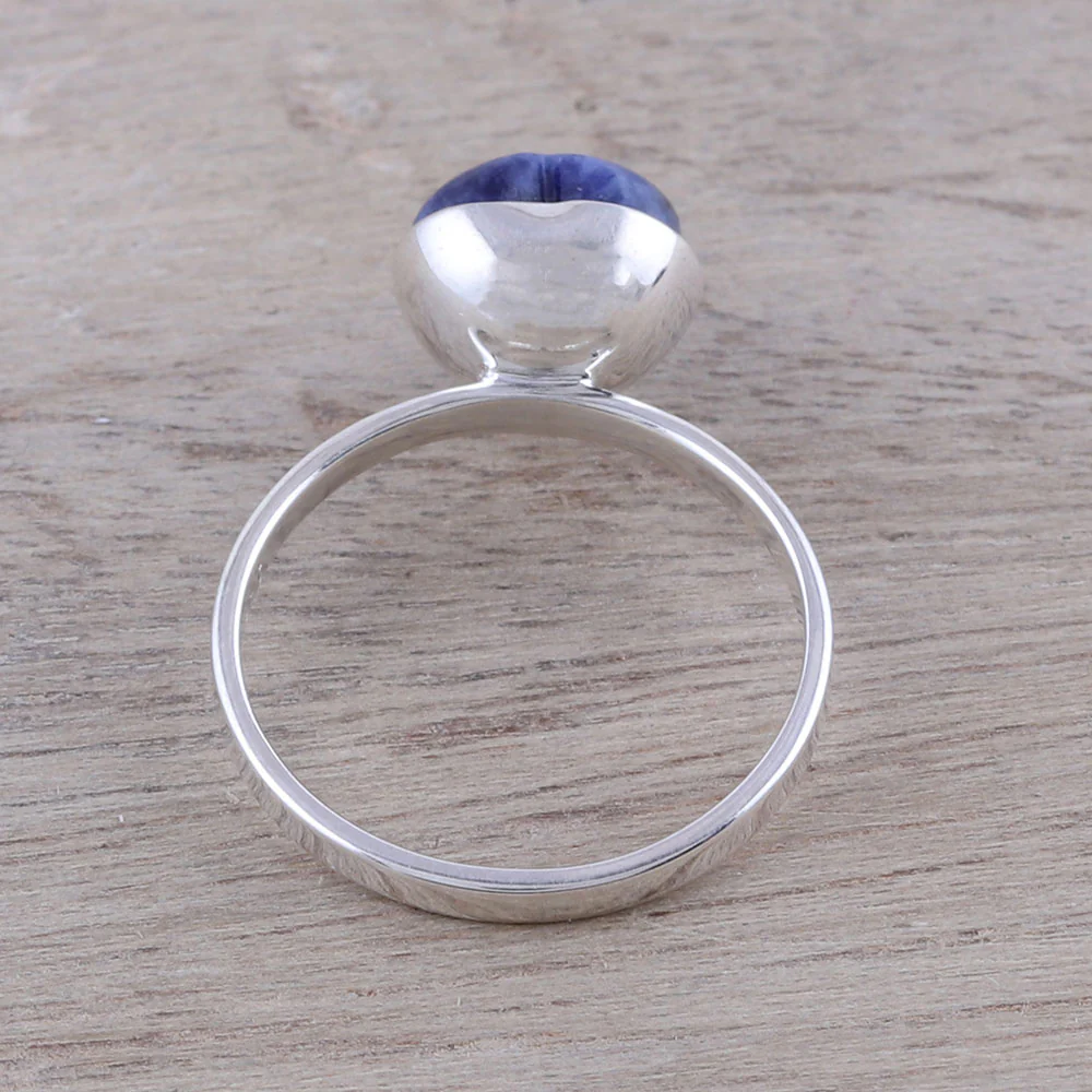 Gemstone Heart Heart-Shaped Sodalite Cocktail Ring from India - Image 4